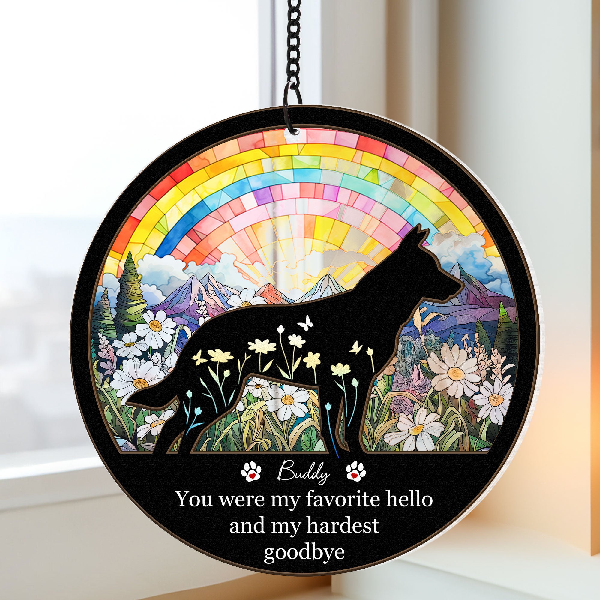 My Favorite Hello & Hardest Goodbye - Personalized Window Hanging Suncatcher Ornament