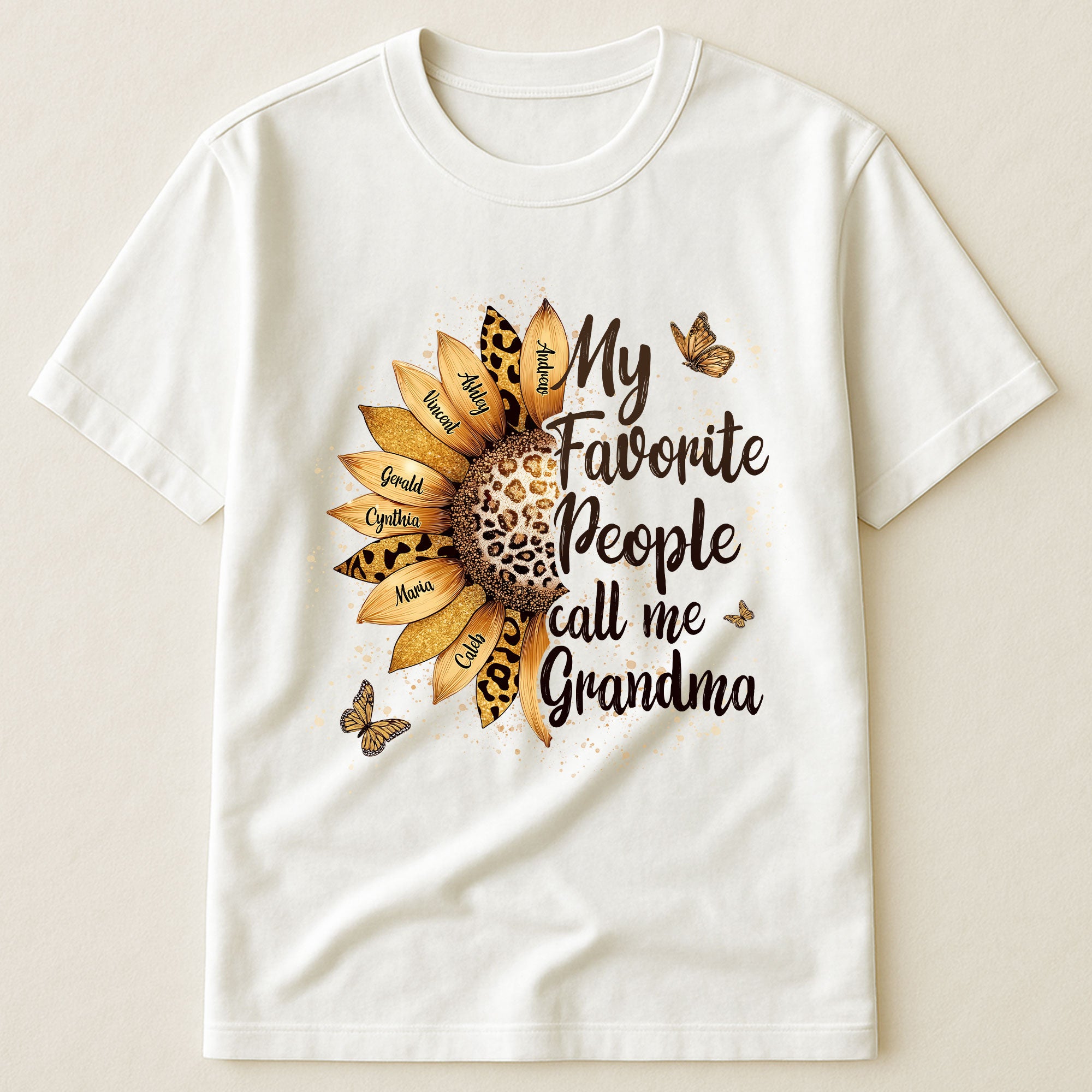 My Favorite People Call Me Grandma Leopard Sunflower - Personalized Shirt