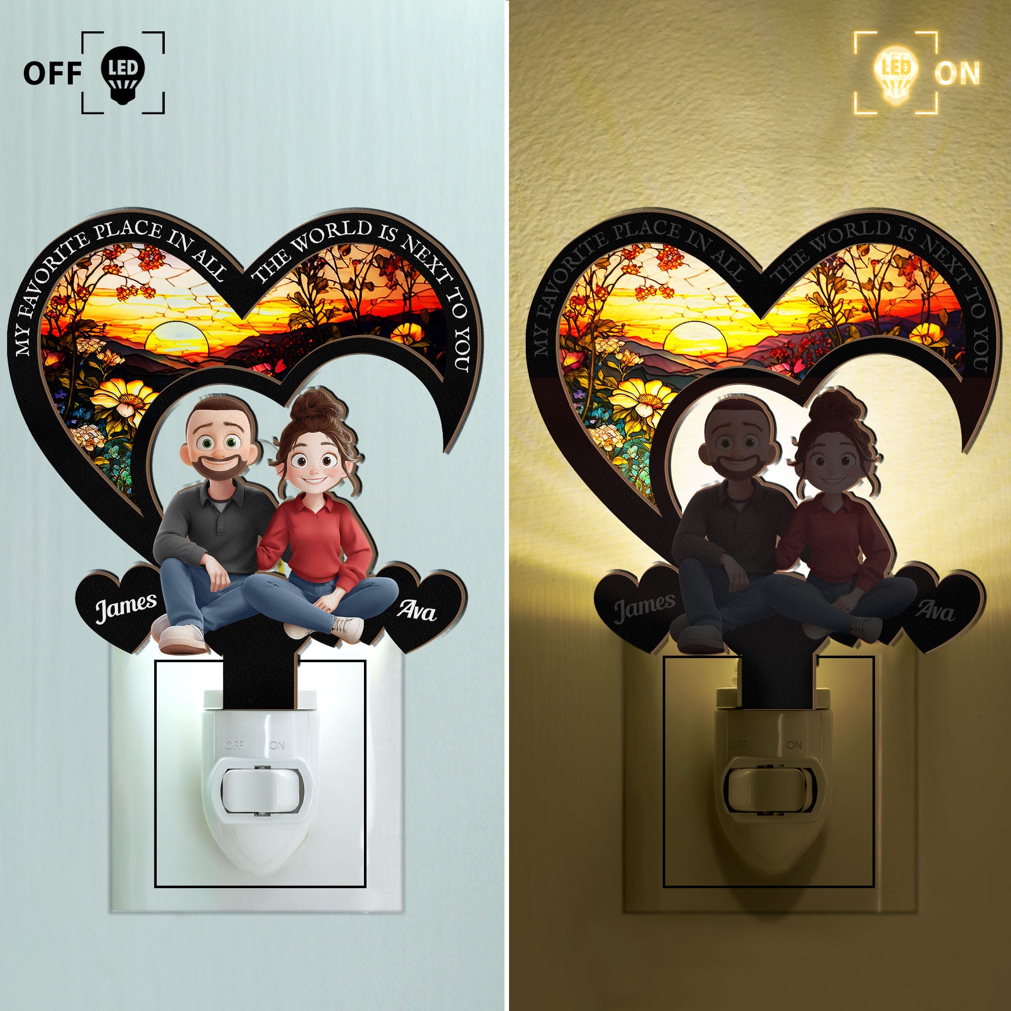 My Favorite Place In All The World - Personalized Wood And Acrylic Night Light