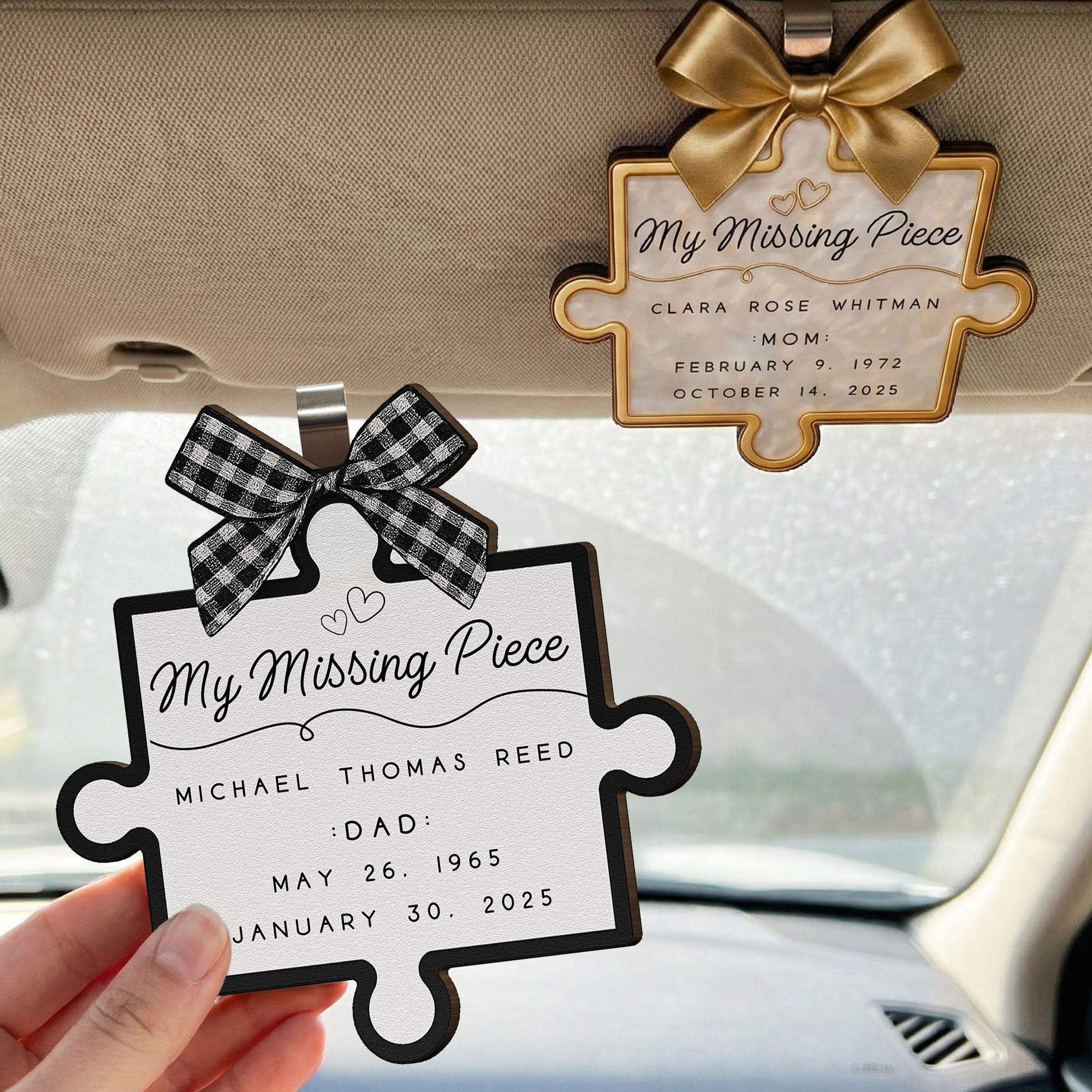 My Missing Piece - Personalized Wooden Car Visor Clip