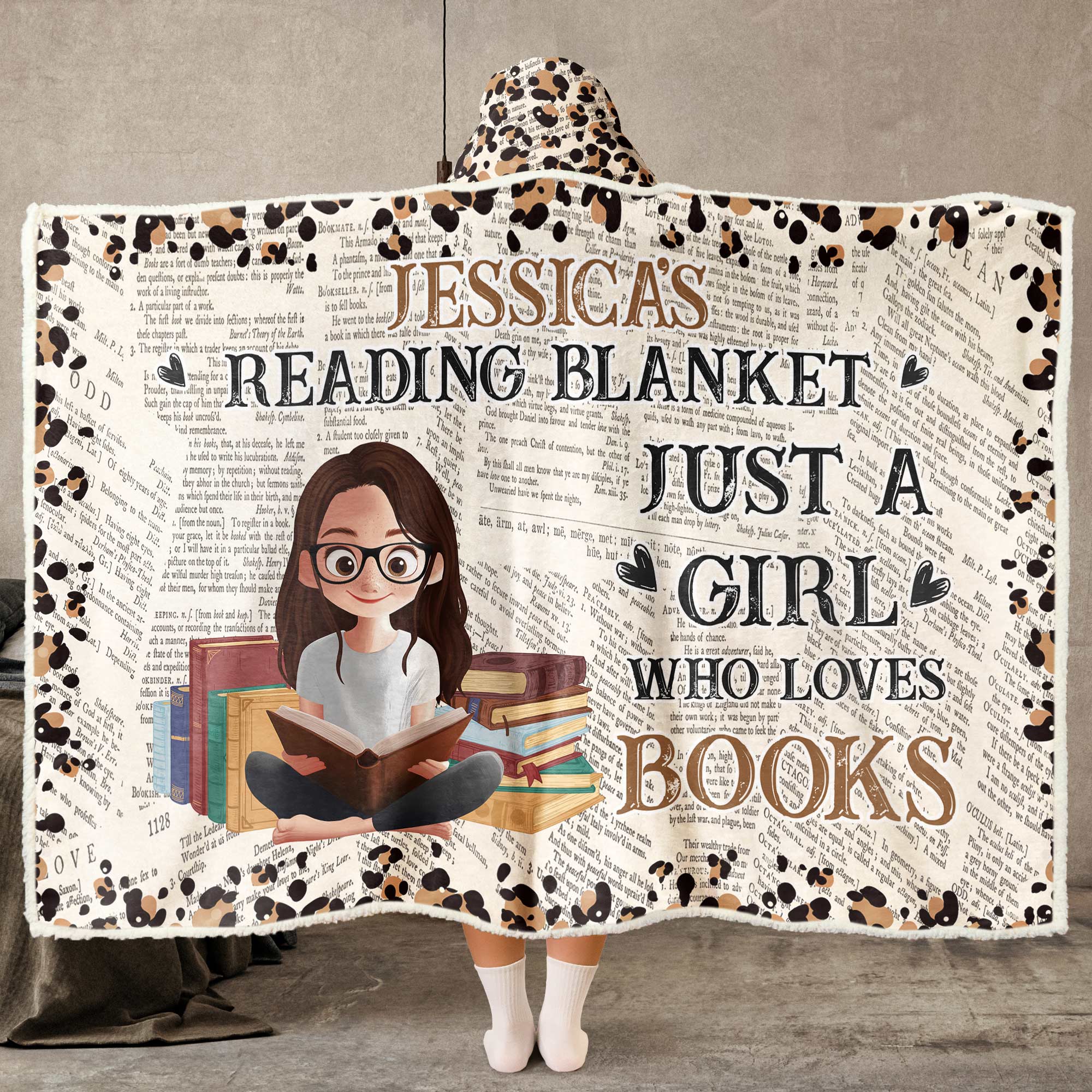 My Reading Blanket Just A Girl Who Loves Books - Personalized Wearable Blanket Hoodie