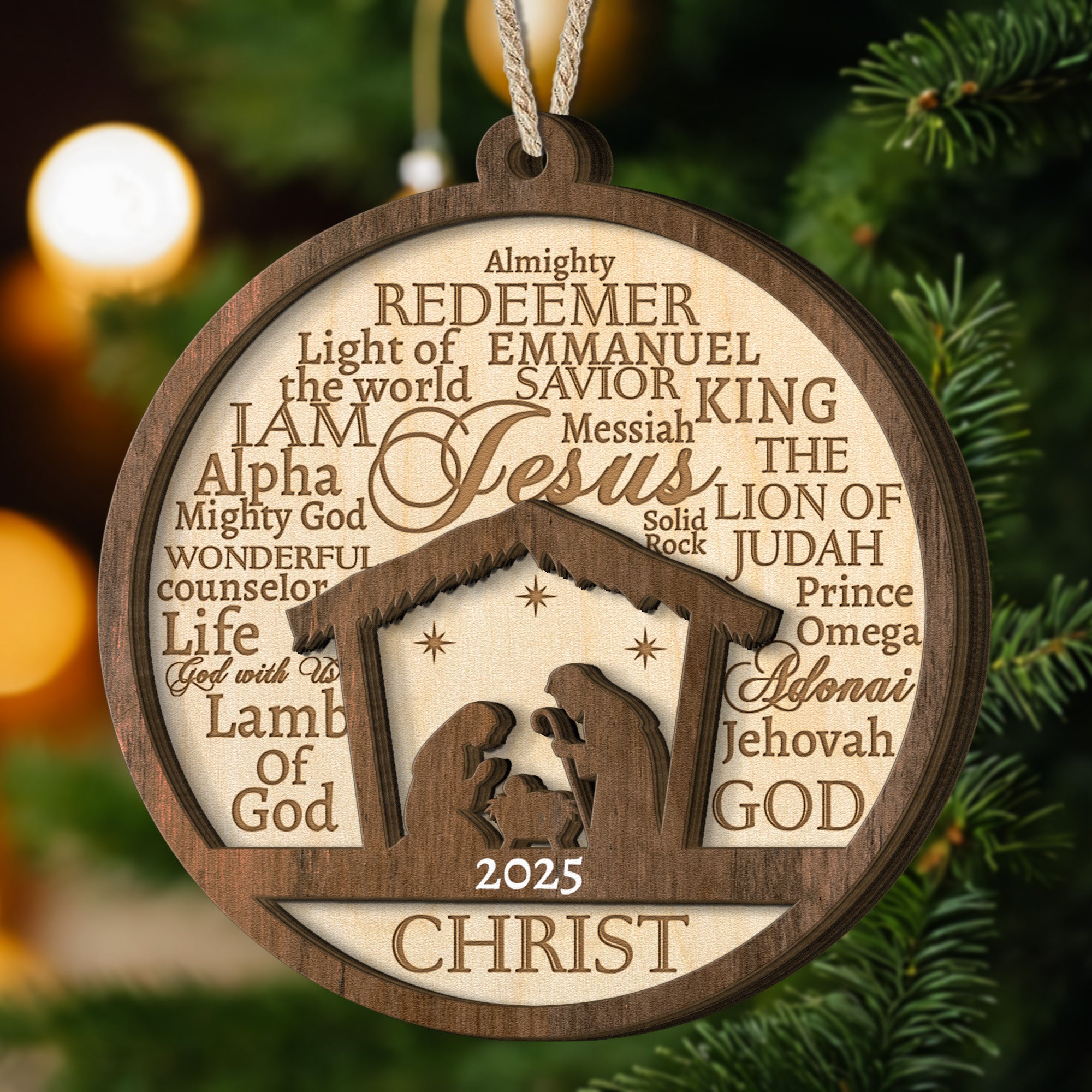 Names Of Jesus/God/Christ - Wooden Ornament