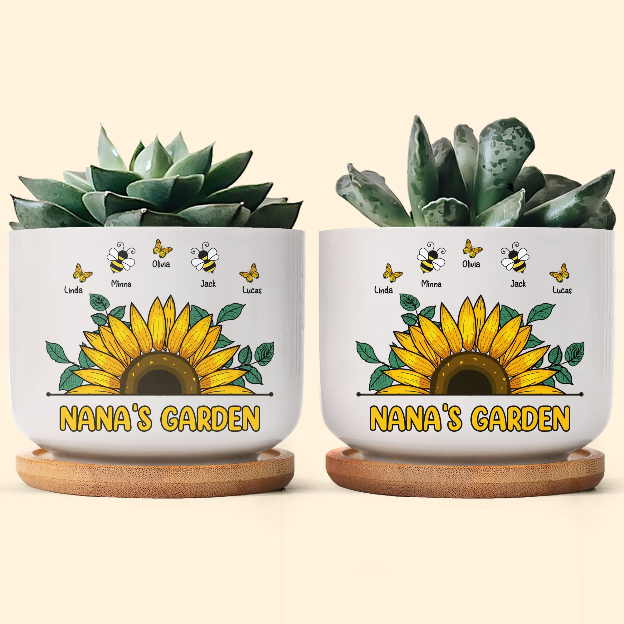 Nana Garden Plant Pot - Personalized Ceramic Plant Pot With Tray