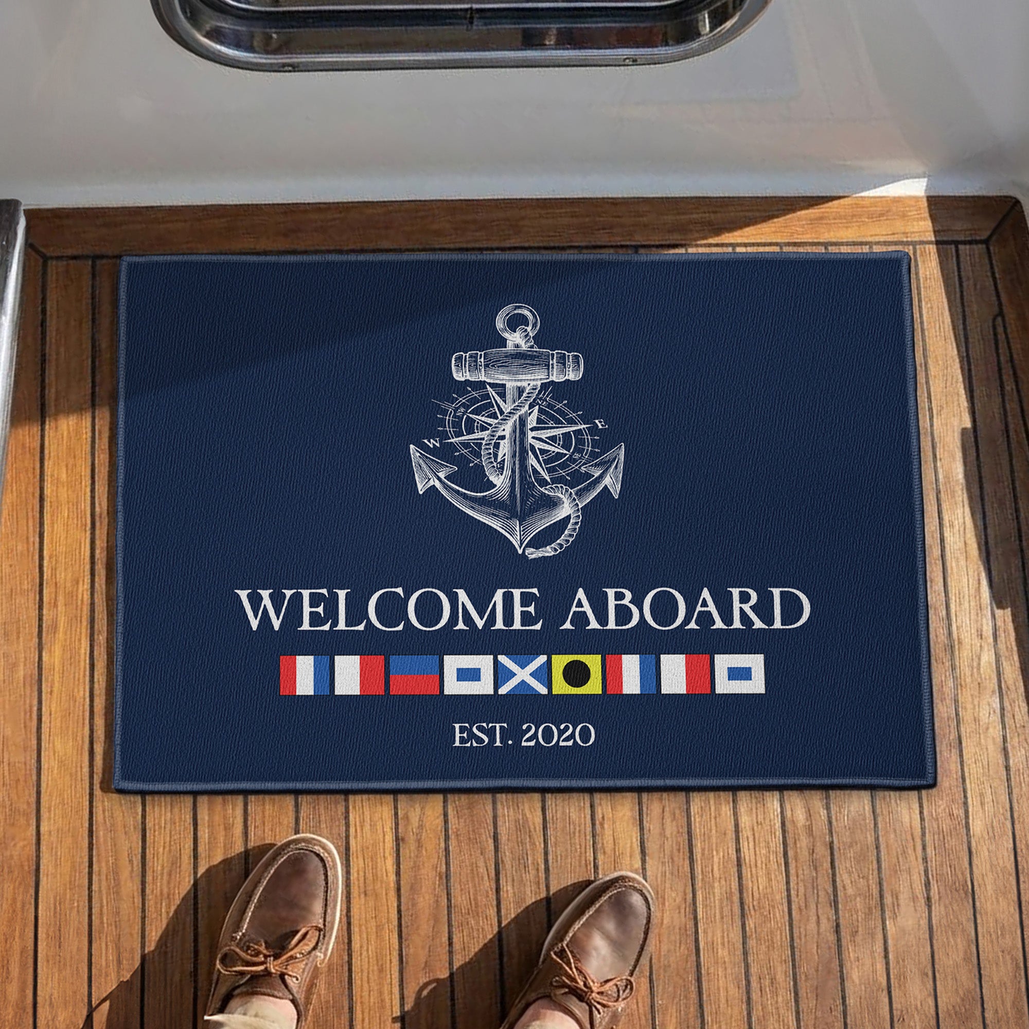 Nautical Flag Welcome - Personalized Doormat