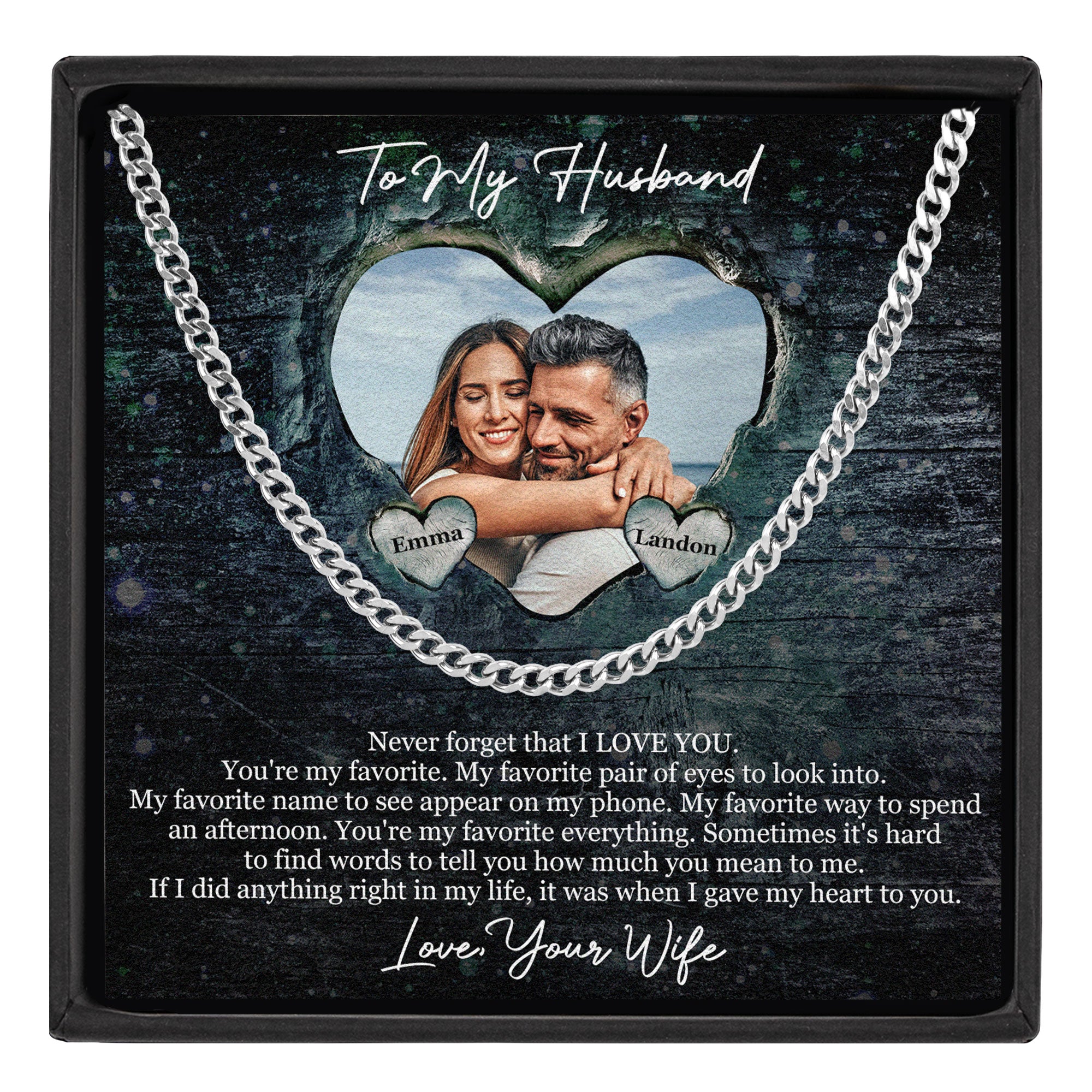 Never Forget That I Love You - Personalized Photo Men's Cuban Link Chain
