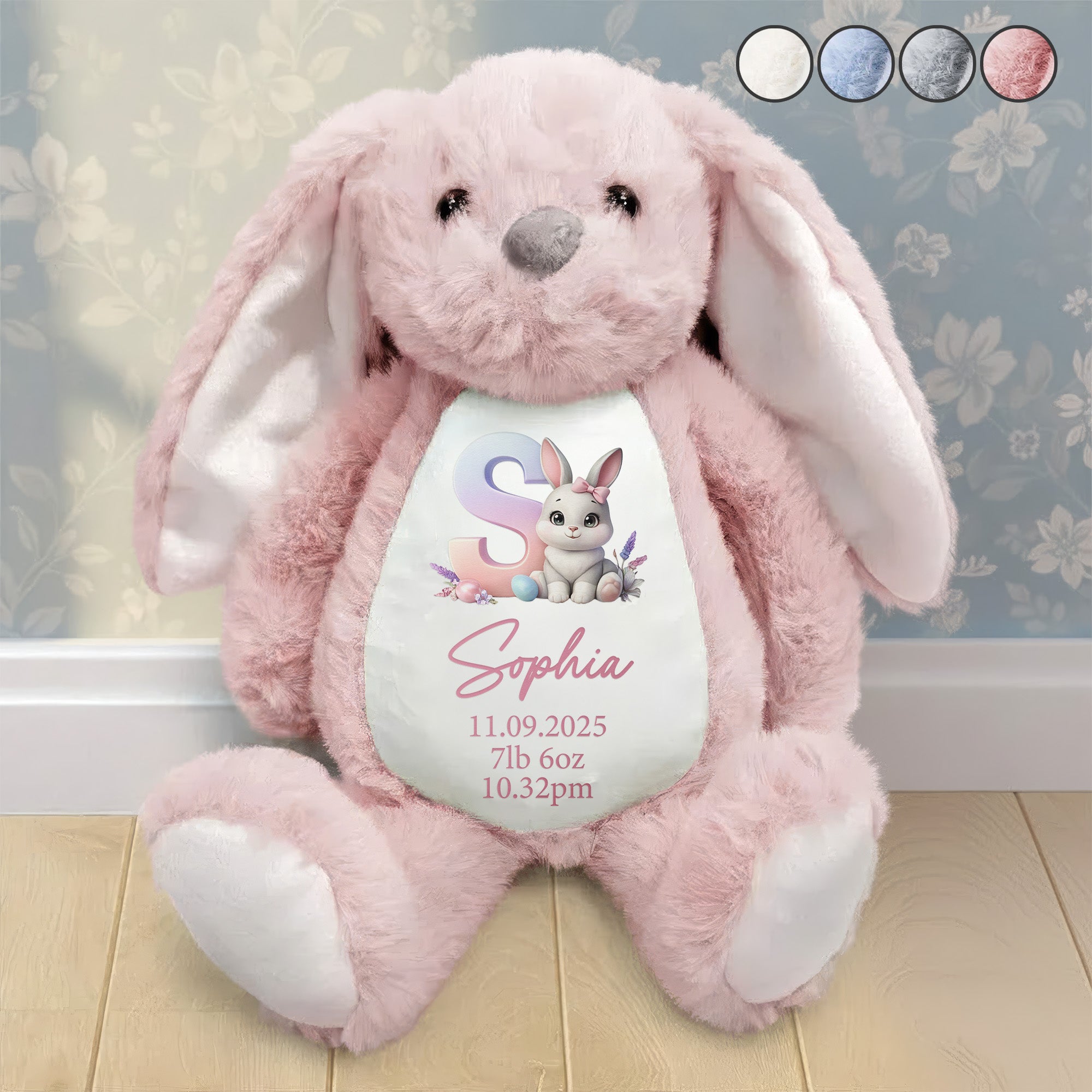 New Baby Baby Shower Gift - Personalized Bunny Plush