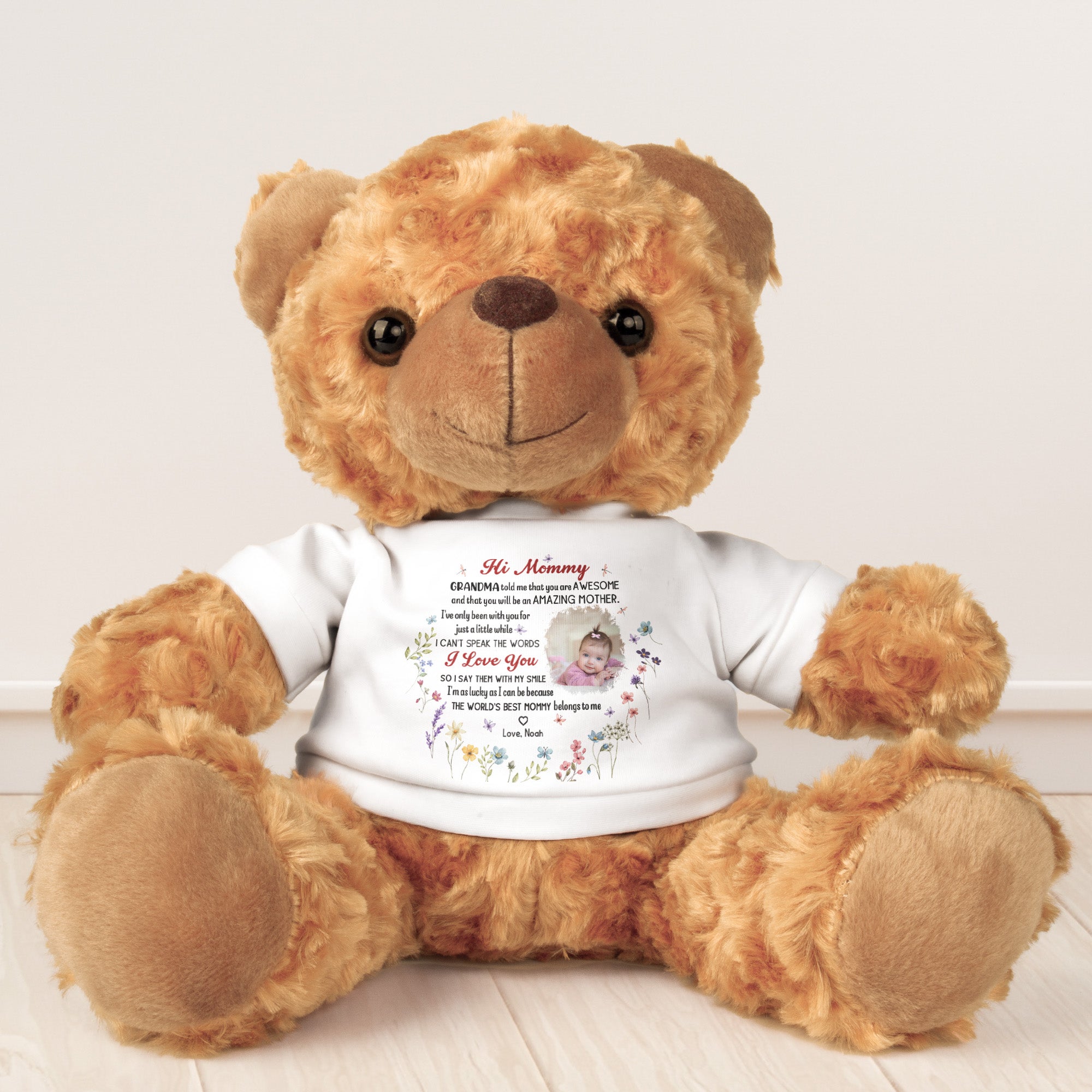 New Mom First Mother's Day First Time Mom Gift - Teddy Bear With Personalized Photo Shirt