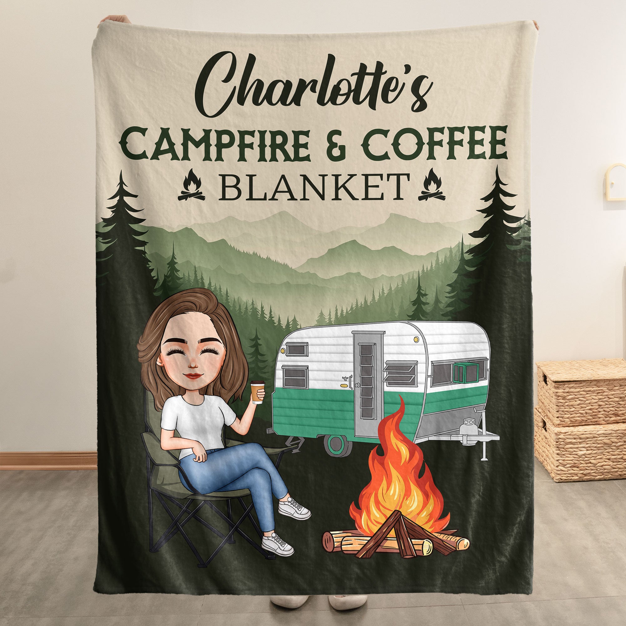 New Version Campfire And Coffee Blanket - Personalized Blanket