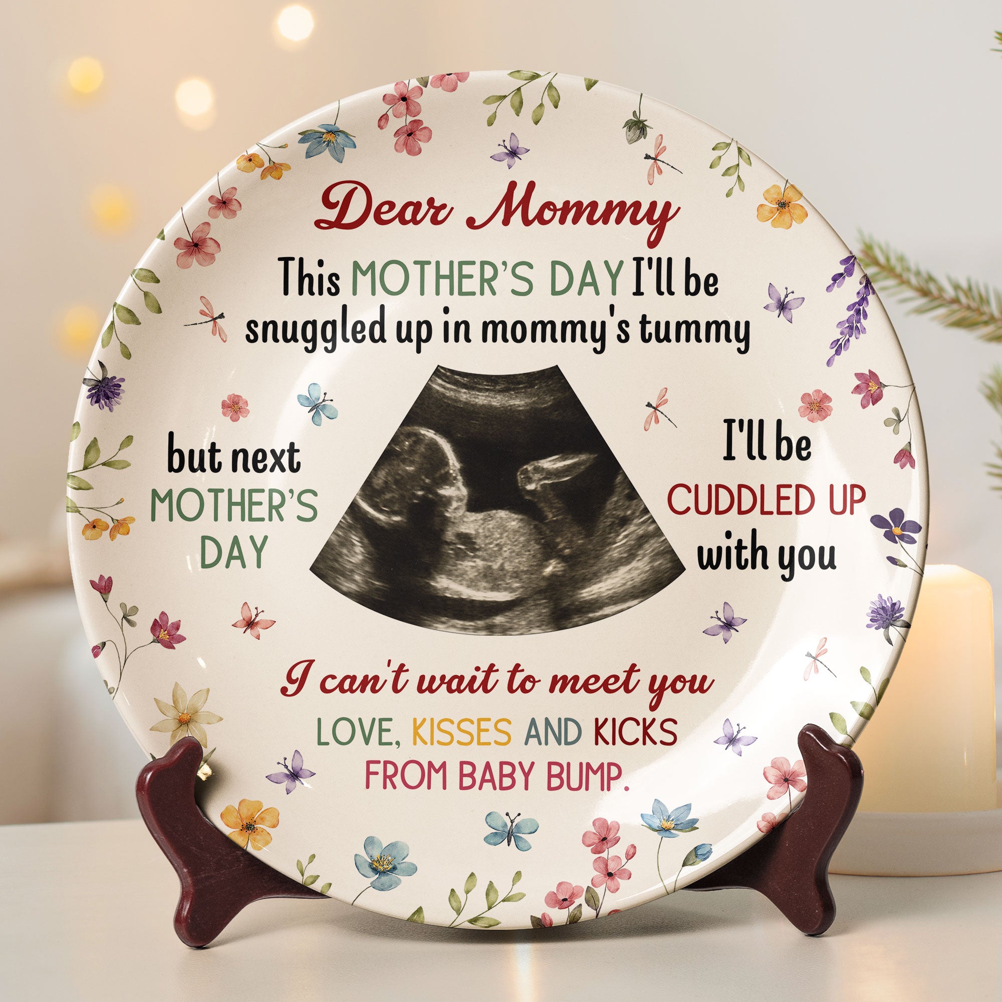 Next Mother's Day I'll Be Cuddled Up With You To Be Mom - Personalized Ceramic Photo Plate