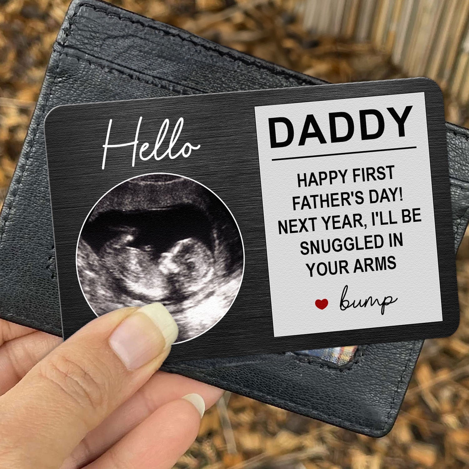 Next Year I'll Be Snuggled In Your Arms - Personalized Aluminum Photo Wallet Card
