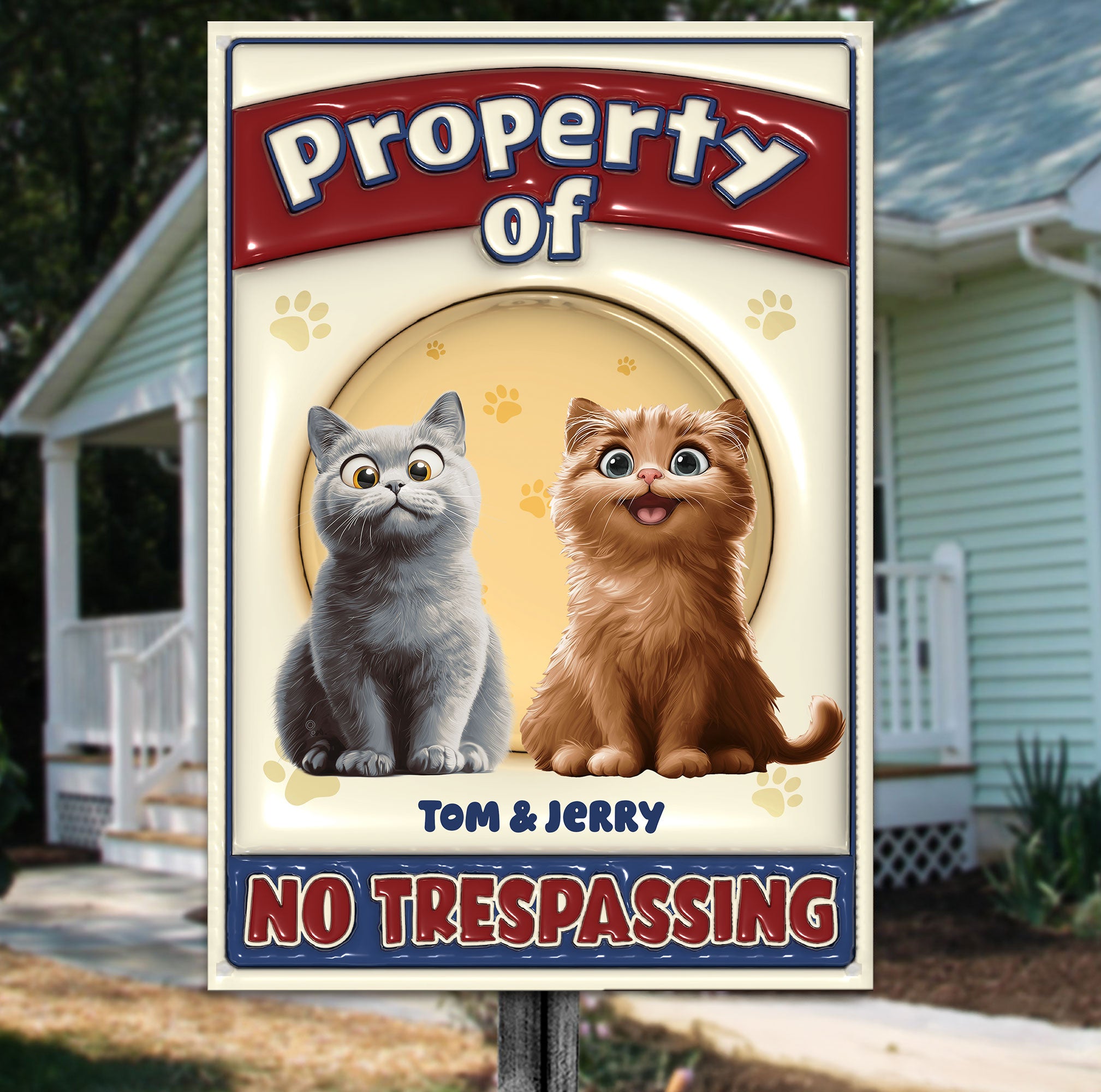 No Trespassing Cat Version - Personalized Metal Sign