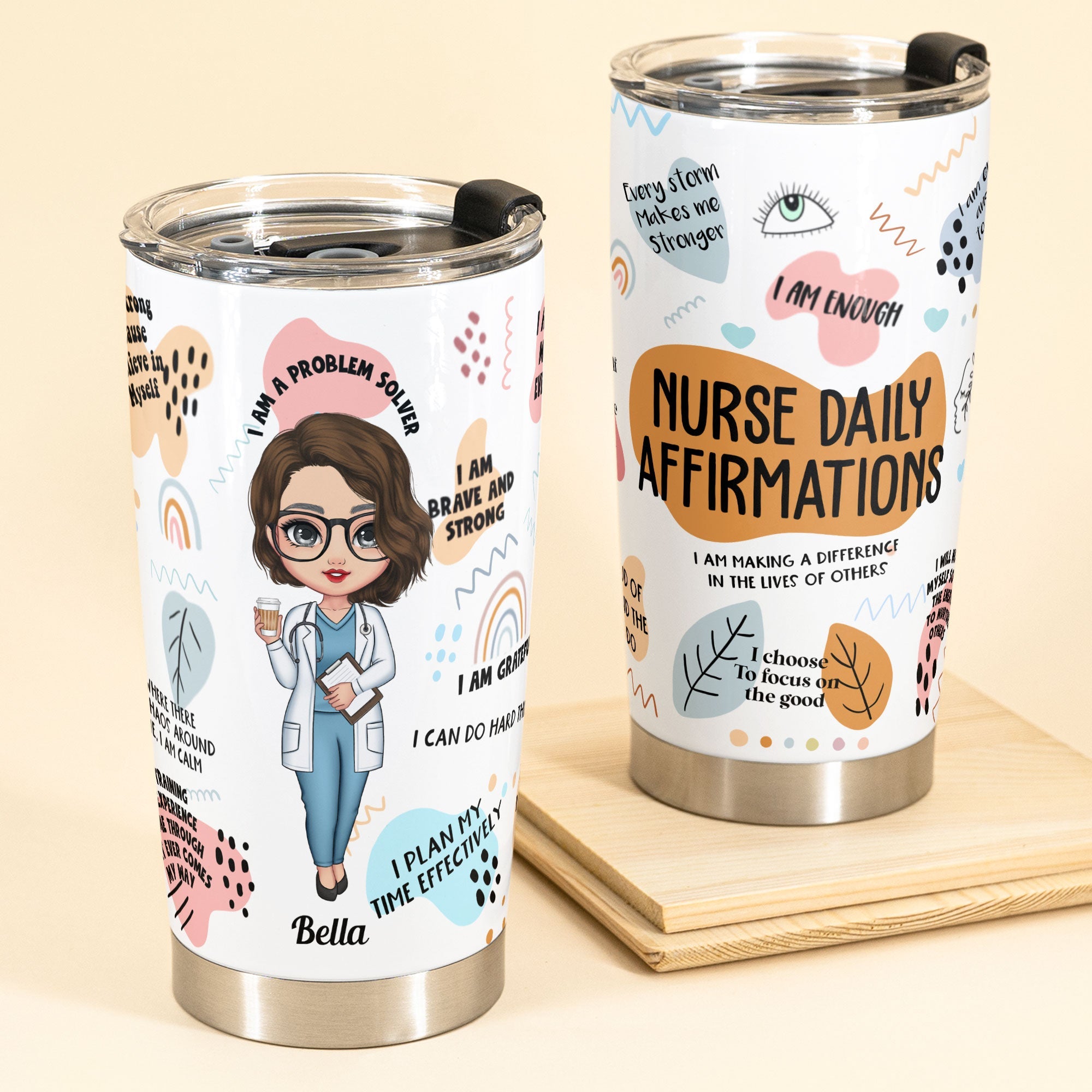 Nurse Daily Affirmations - Personalized Tumbler - Glitter Leopard Design
