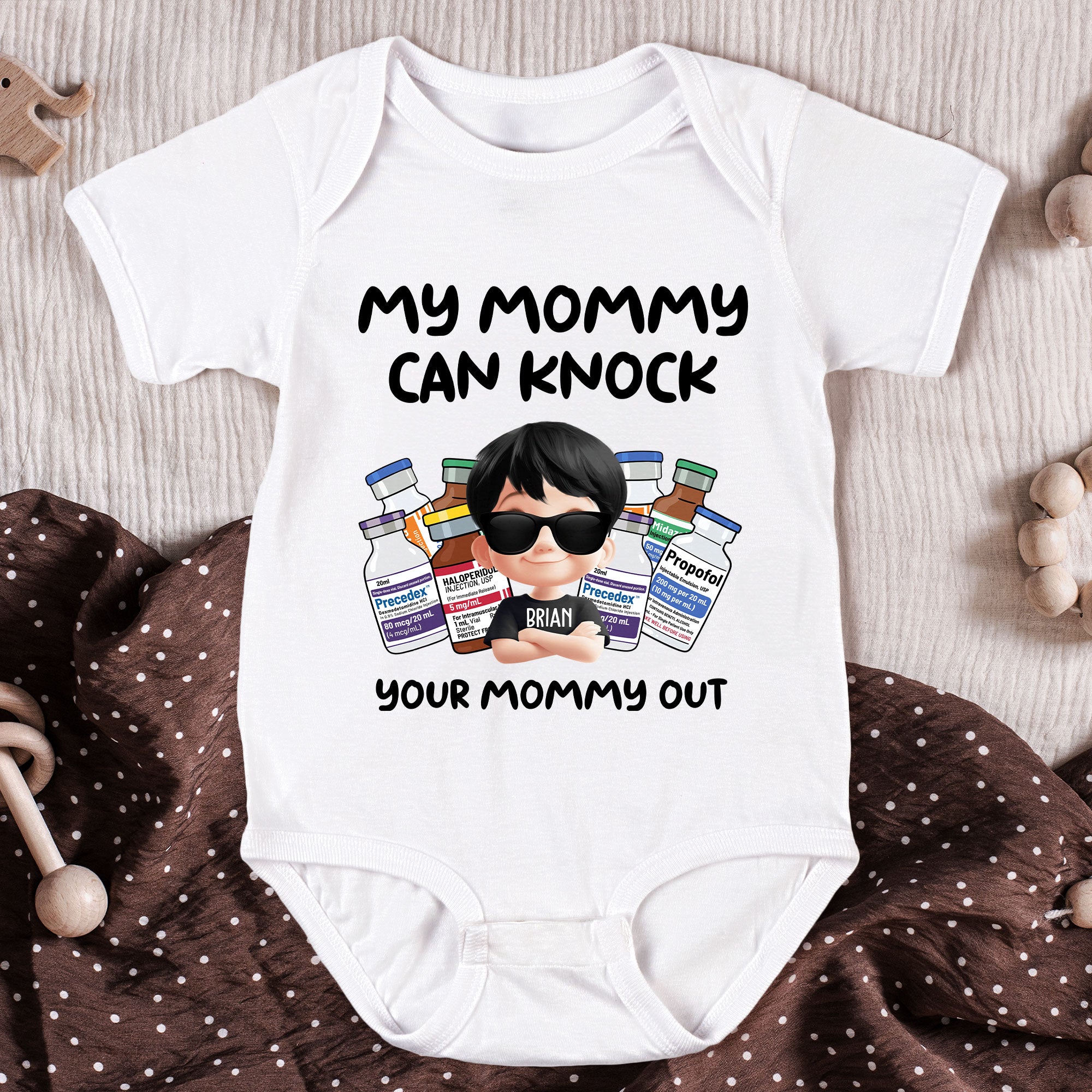 Nurse Mom Nurse Dad Can Knock Your Mom Dad Out - Personalized Baby Bodysuit