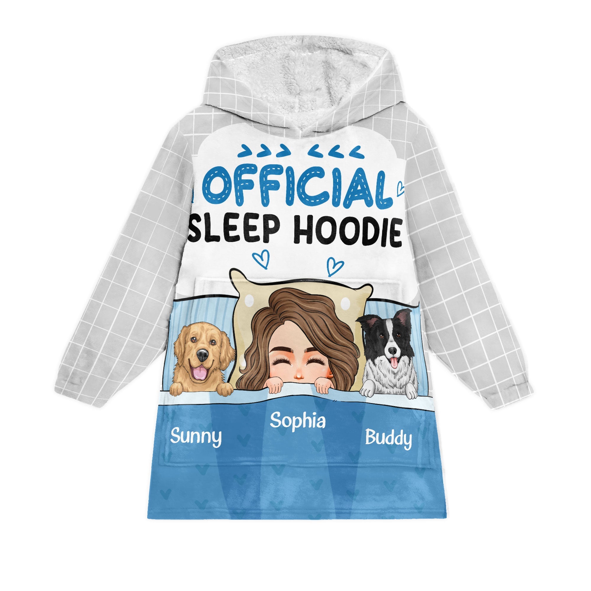 Official Sleep Hoodie 2 - Personalized Oversized Blanket Hoodie - Birthday, Loving Gift For Dog Mom, Cat Mom, Cat Dad, Dog Dad, Pet Lover