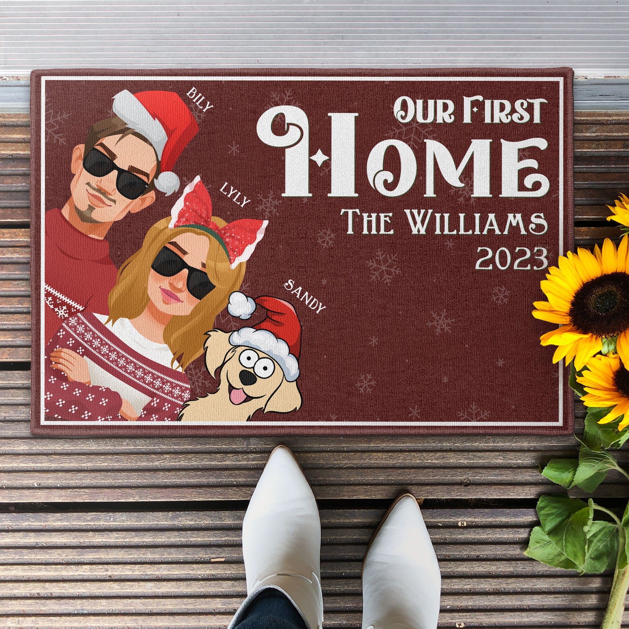 Our First Home With The Dogs - Personalized Doormat