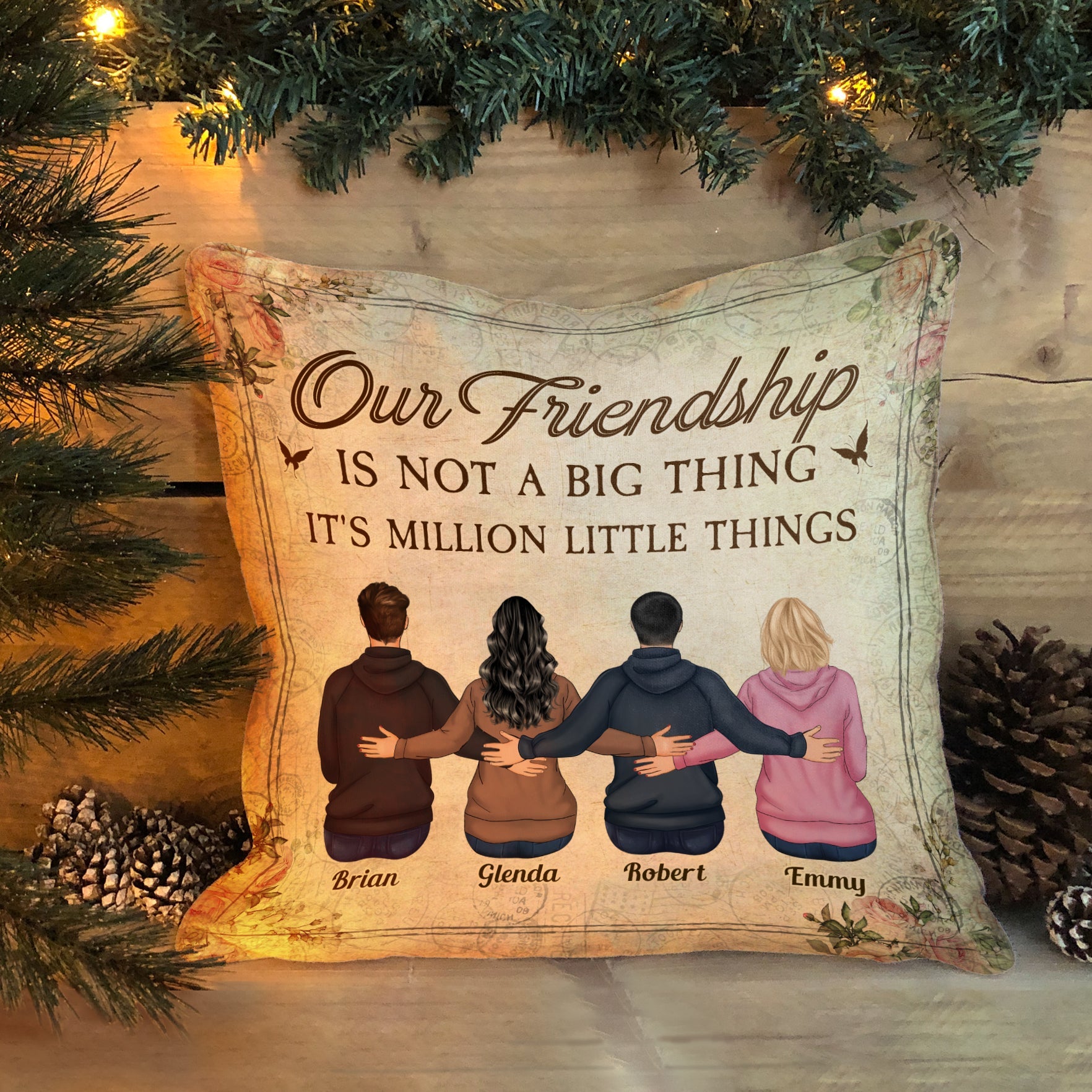 Our Friendship Is Million Little Things - Personalized Pillow (Insert Included) - Birthday, Christmas Gift For Besties, Best Friends, BFF