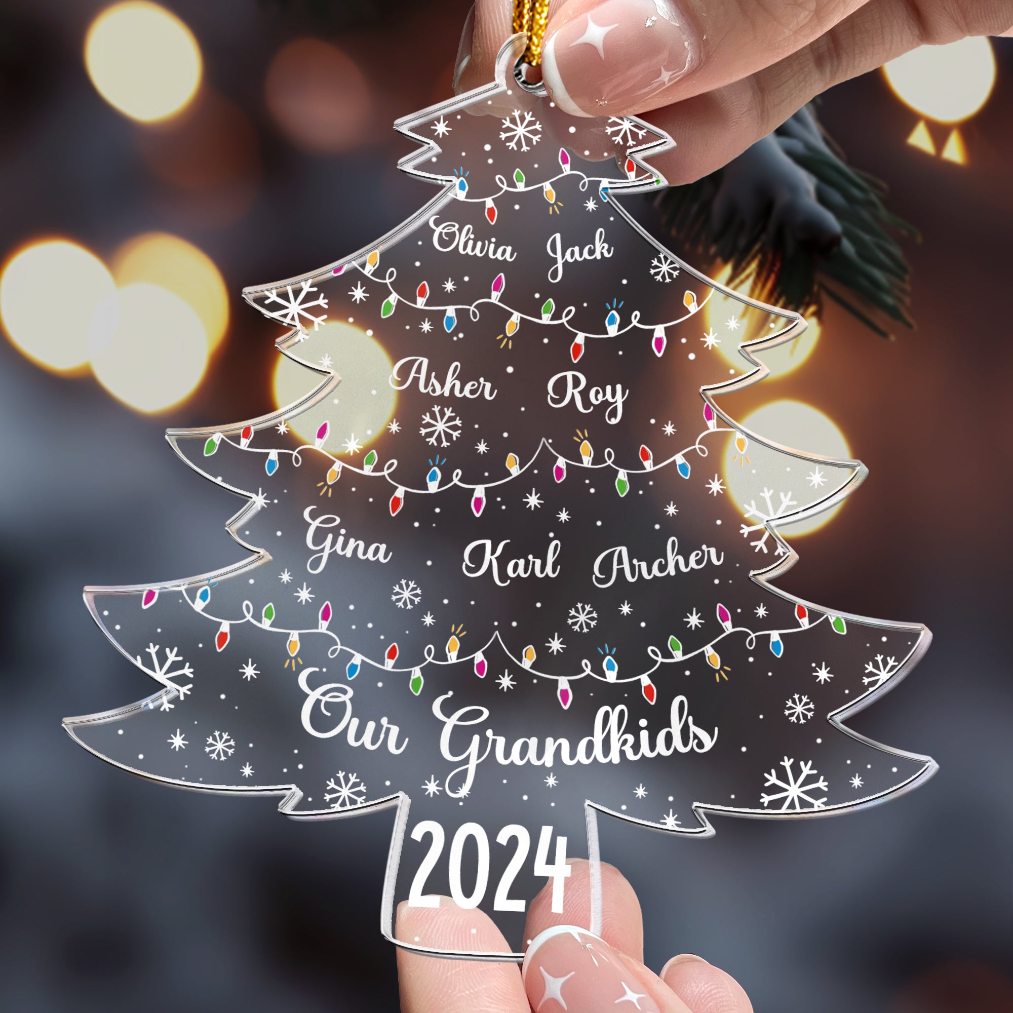 Our Grandkids Tree With Names - Personalized Acrylic Ornament - Gift For Grandma