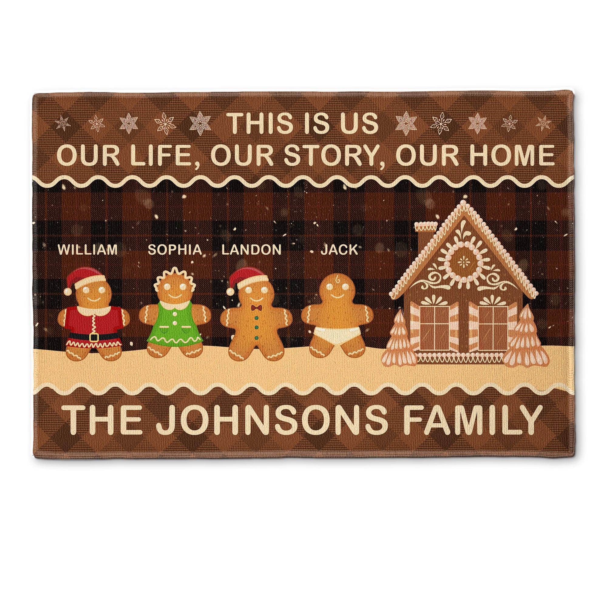 Our Life, Our Story, Our Home - Personalized Doormat - Christmas, Loving Gift For Family Member, Dad, Mom, Sisters, Brothers