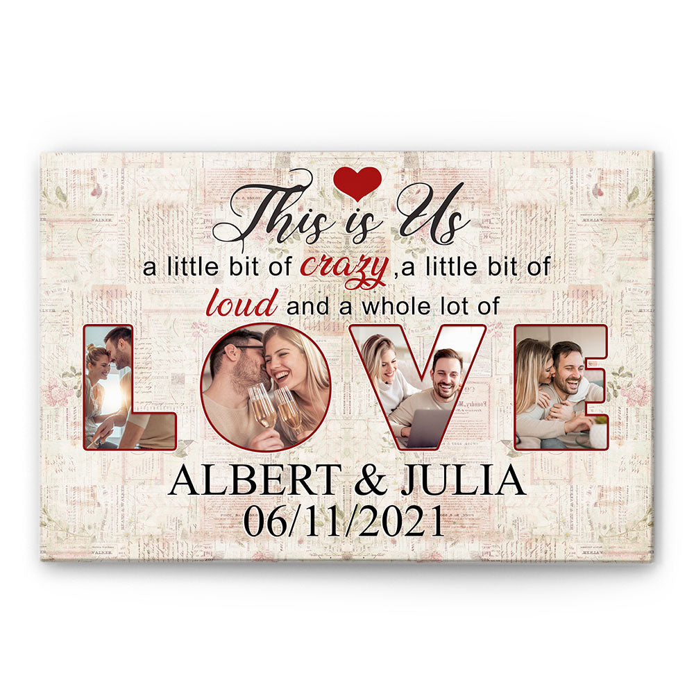 Our Love Photo Collage - Personalized Wrapped Canvas - Anniversary, Valentine's Day Gift For Spouse, Husband, Wife, Lovers, Girlfriend, Boyfriend