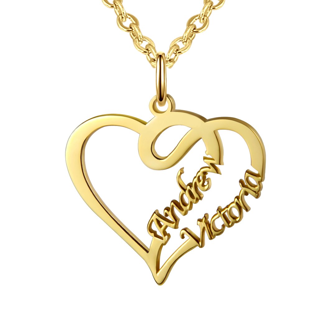 Overlapping Heart Two Name Necklace-A Loves Gift