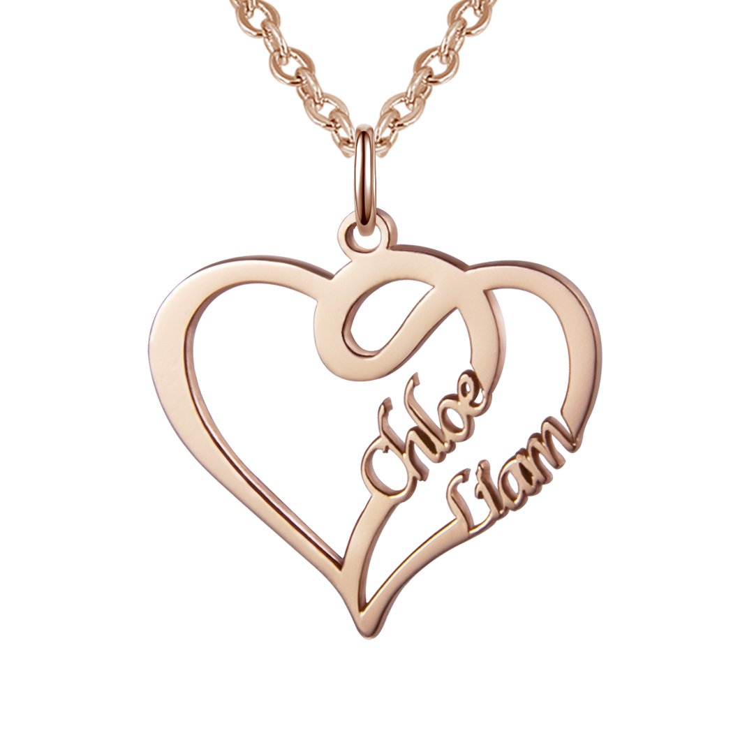 Overlapping Heart Two Name Necklace-A Loves Gift