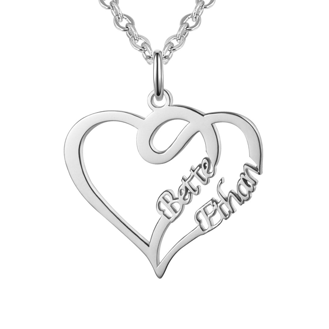 Overlapping Heart Two Name Necklace-A Loves Gift