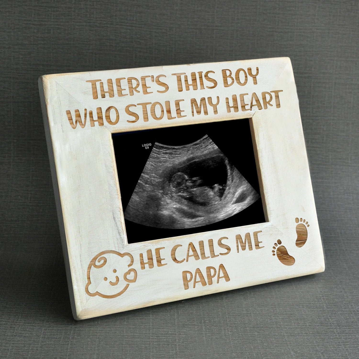 GRANDSON PAPA - STOLE MY HEART - WOOD FRAME 