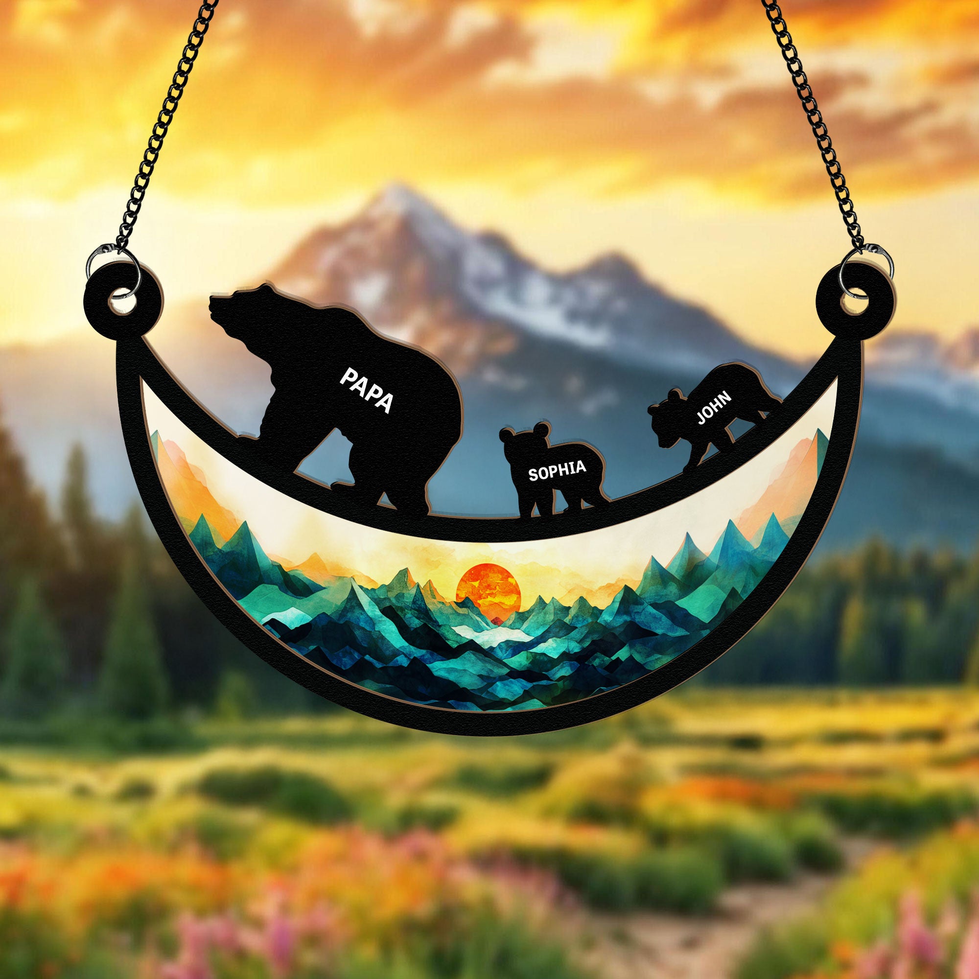 Papa Bear - Personalized Window Hanging Suncatcher Ornament