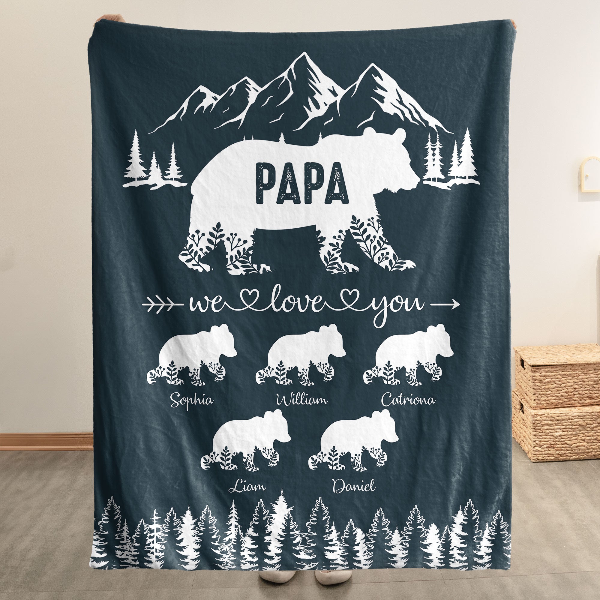 Papa Bear We Love You Gift For Dad, Grandpa - Personalized Blanket