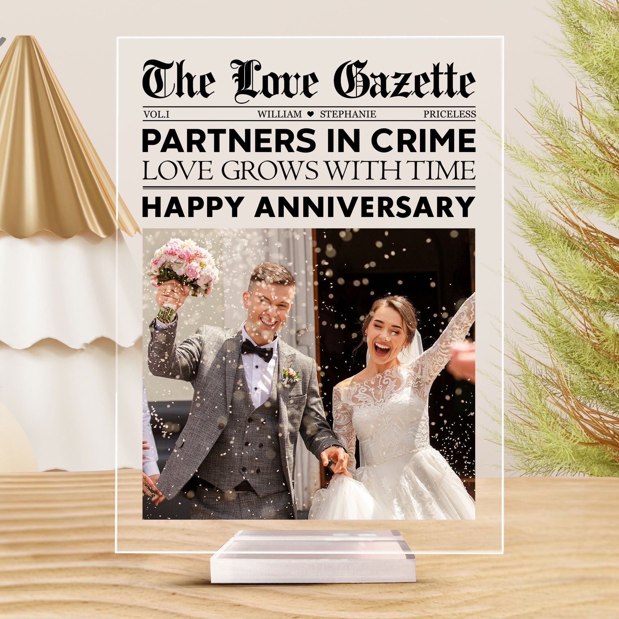 Partners In Crime Love Grows With Time - Personalized Acrylic Photo Plaque