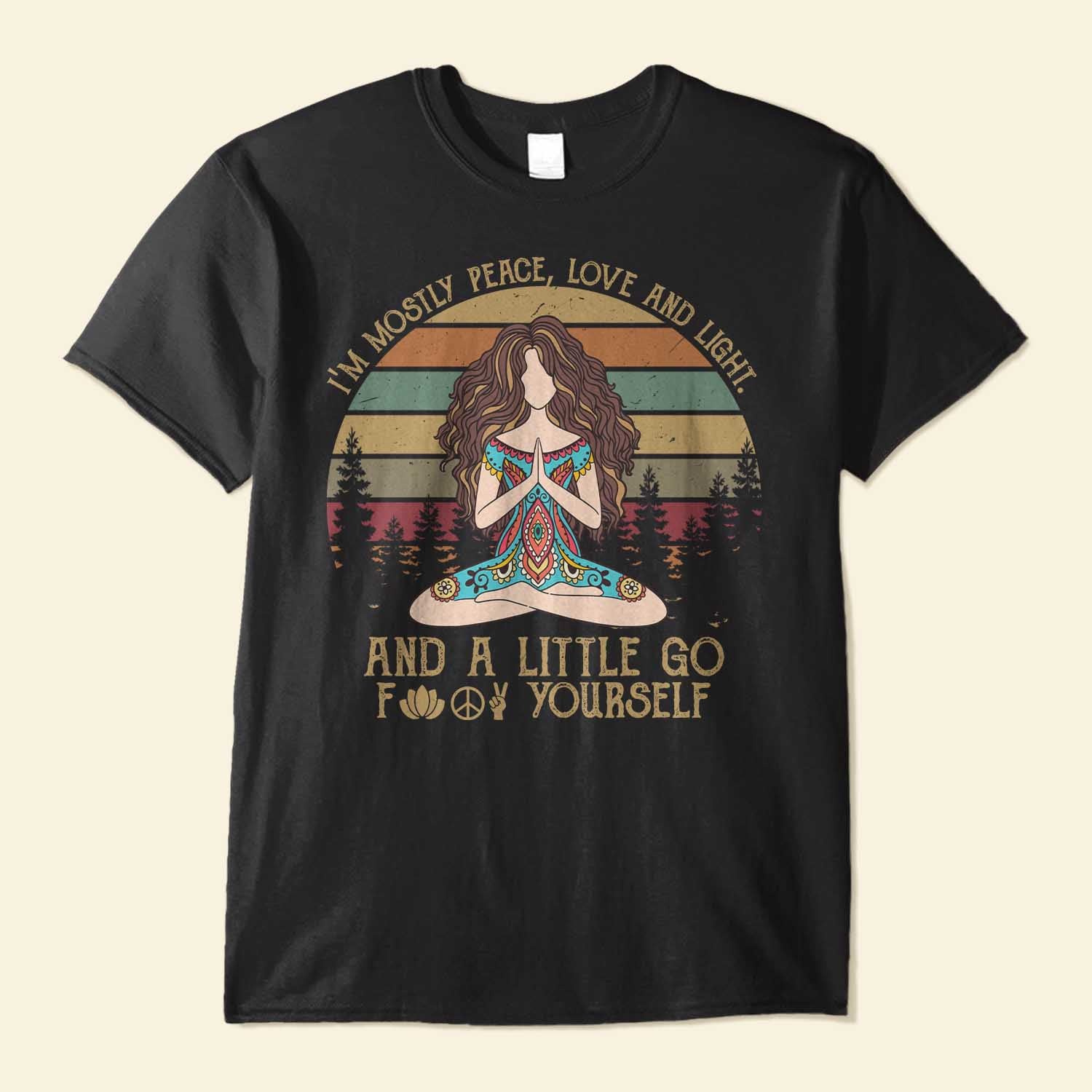 Peace, Love And Light - Personalized Shirt - Gift For Yoga Lover - Yoga Girl