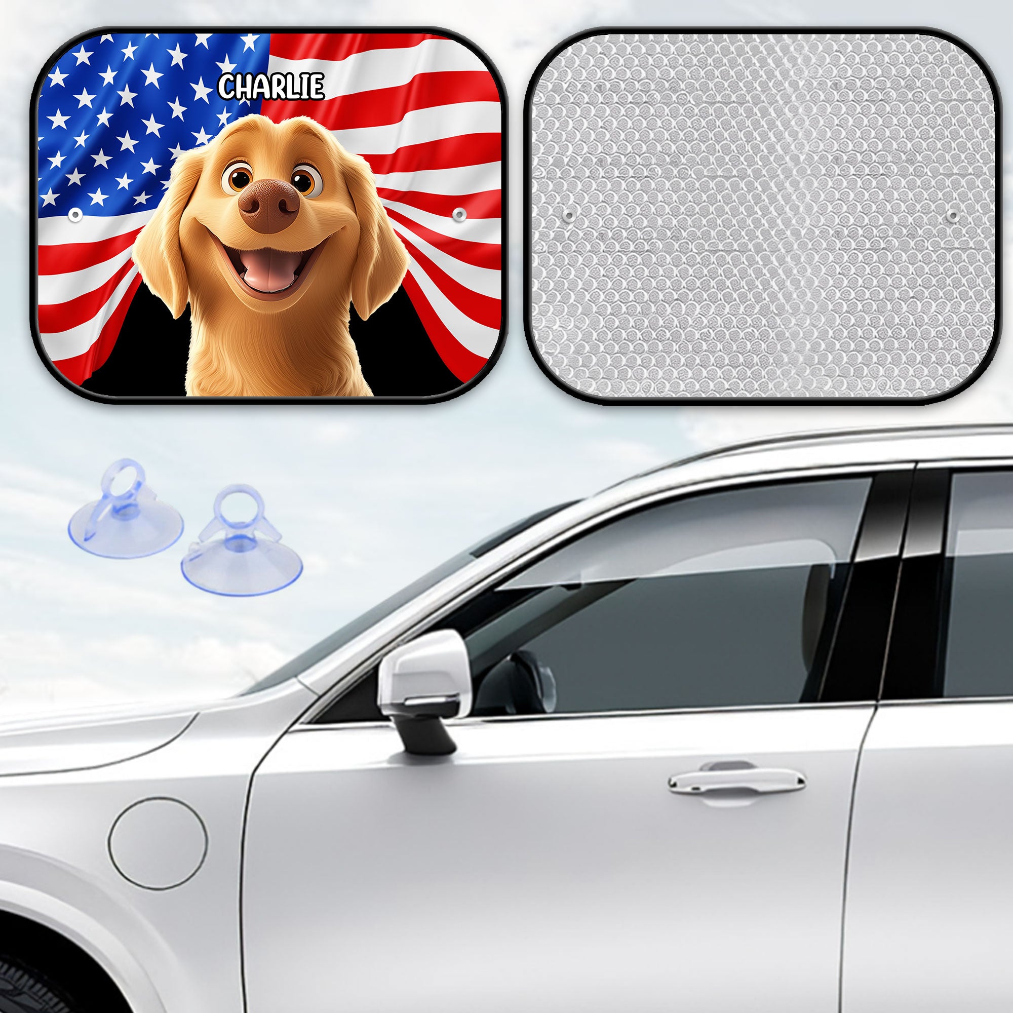 Peeking Dog - Custom Car Side Window Sun Shade