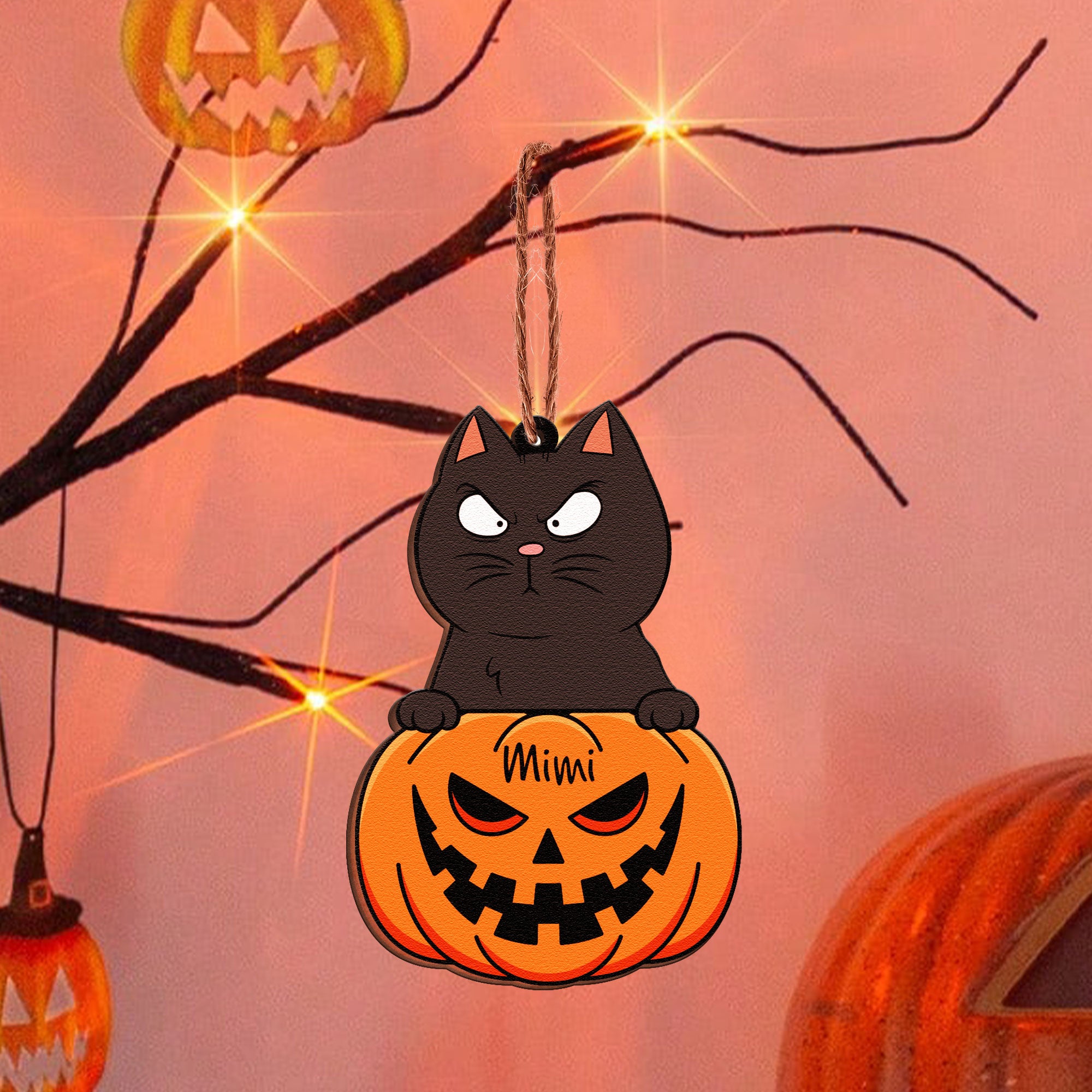 Peeking Pet Halloween - Personalized Wooden Ornament, Halloween Ornament