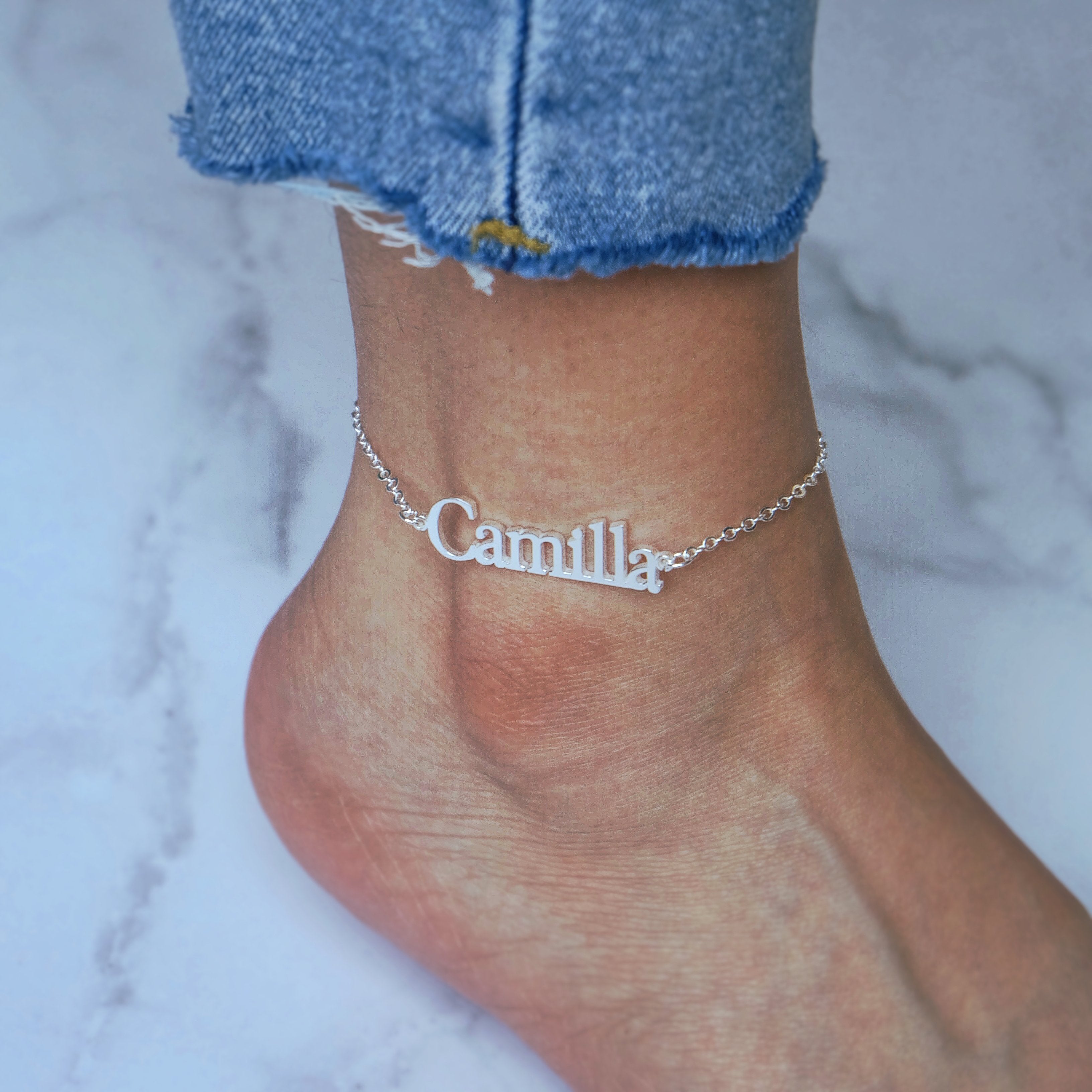 Personalized Ankle Bracelet with Name-A Loves Gift