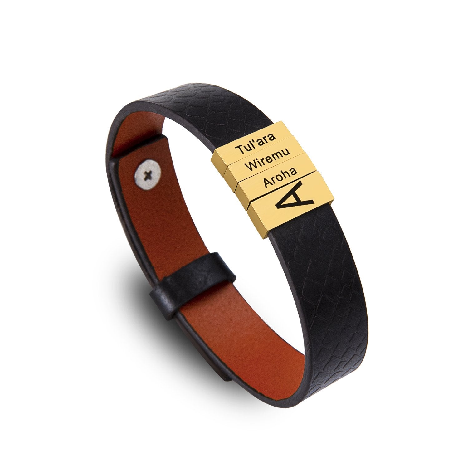 Personalized Black Leather Cuff Bracelet for Men-A Loves Gift