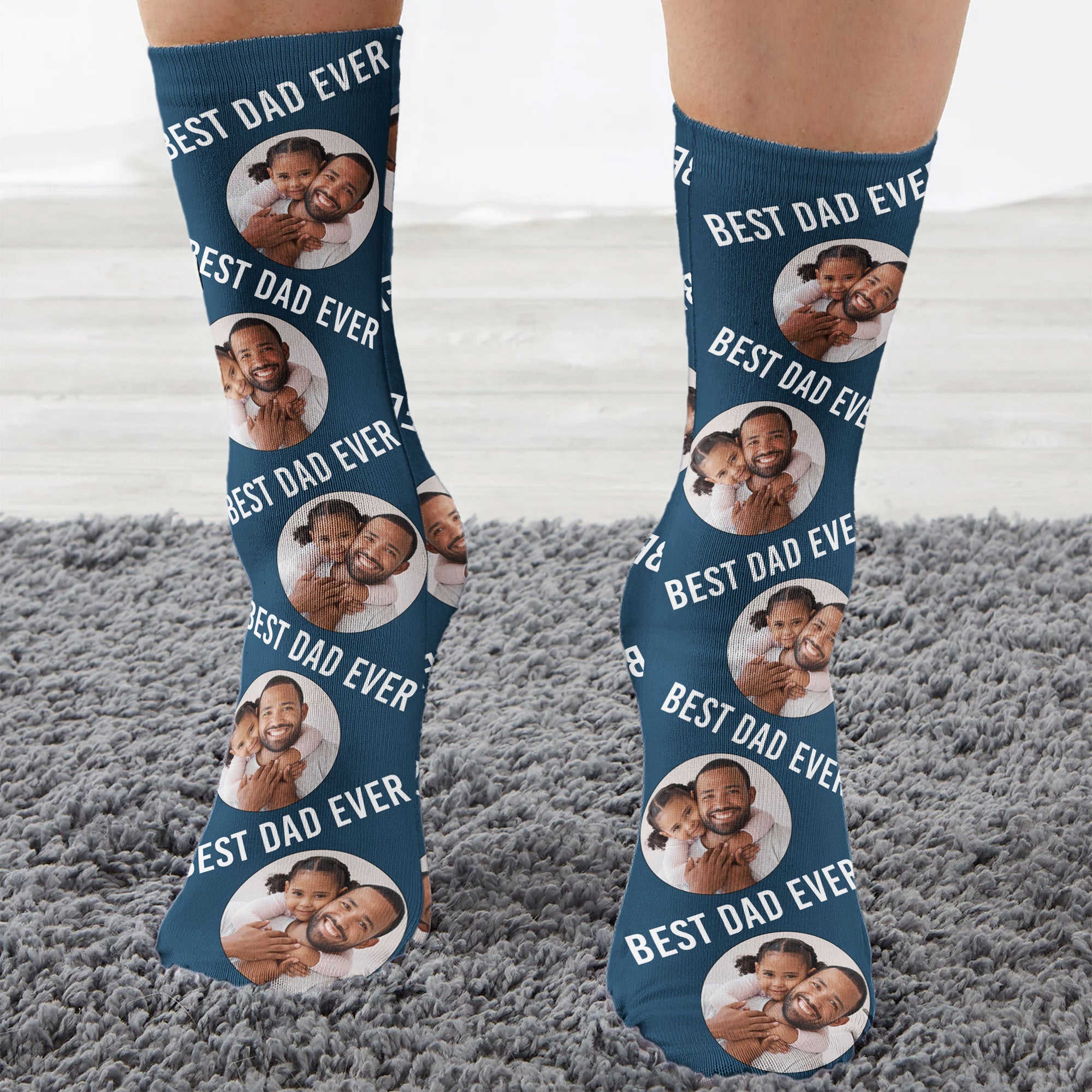 Best Dad Ever - Personalized Photo Crew Socks