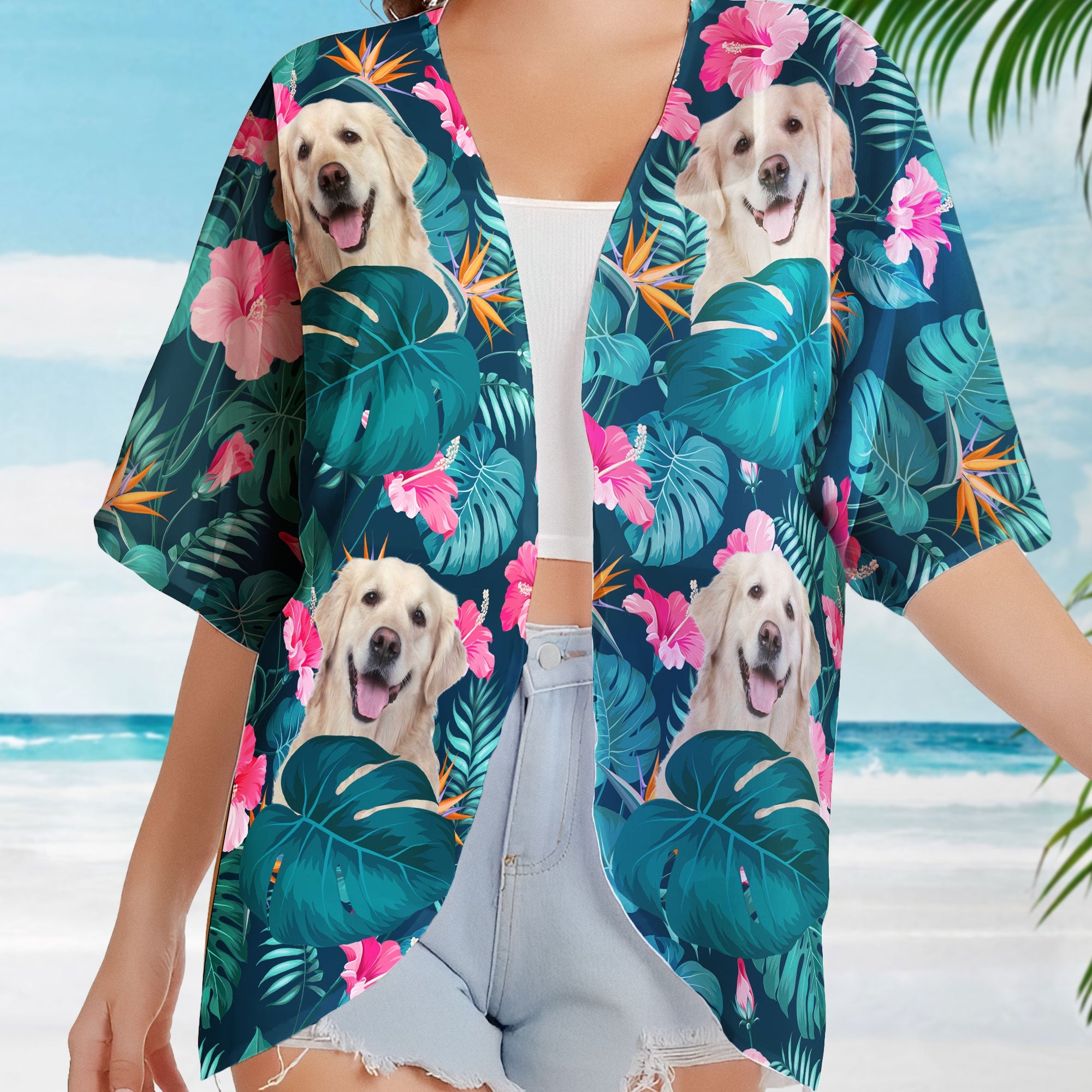 Custom Face - Personalized Photo Women's Kimono Chiffon Cover Up