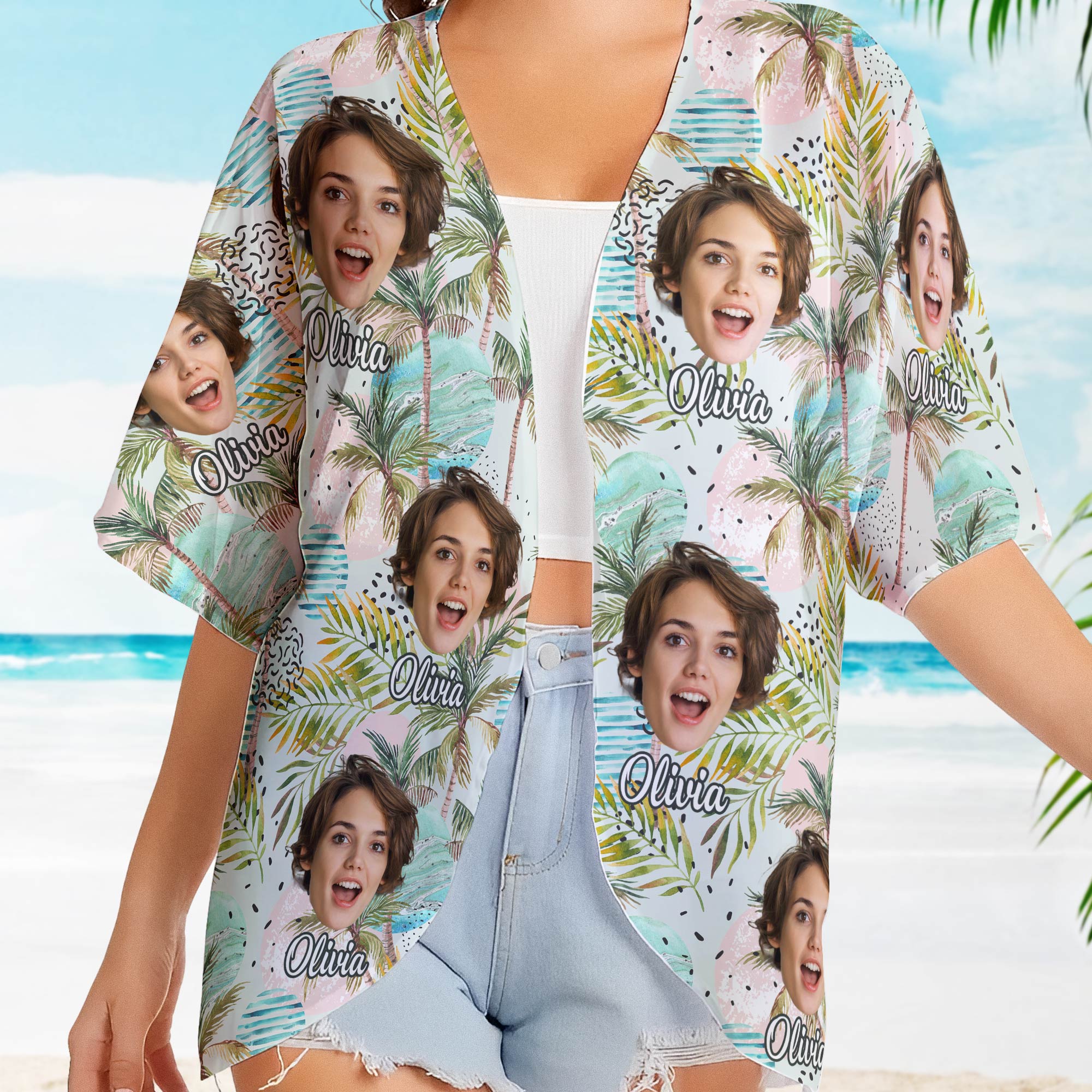Summer Vibe - Personalized Photo Women's Kimono Chiffon Cover Up