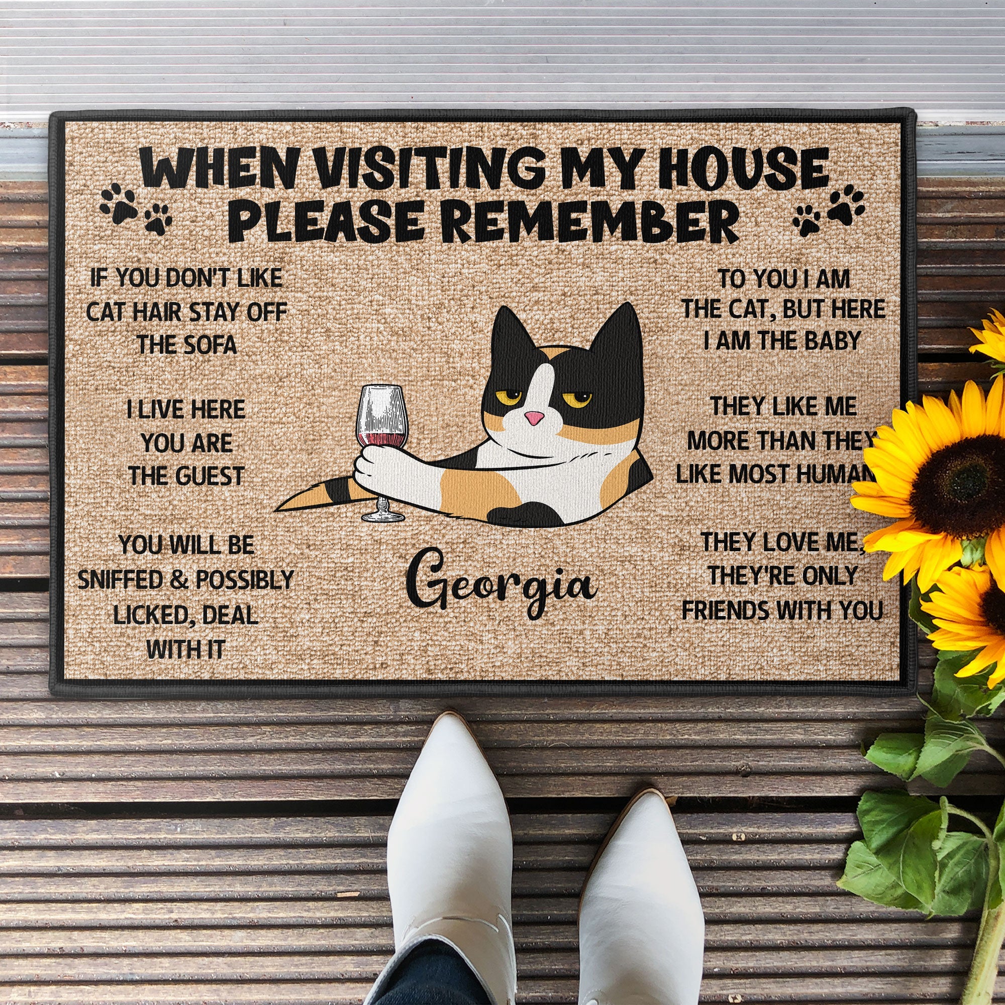 Please Remember When Visiting Cats House - Personalized Doormat