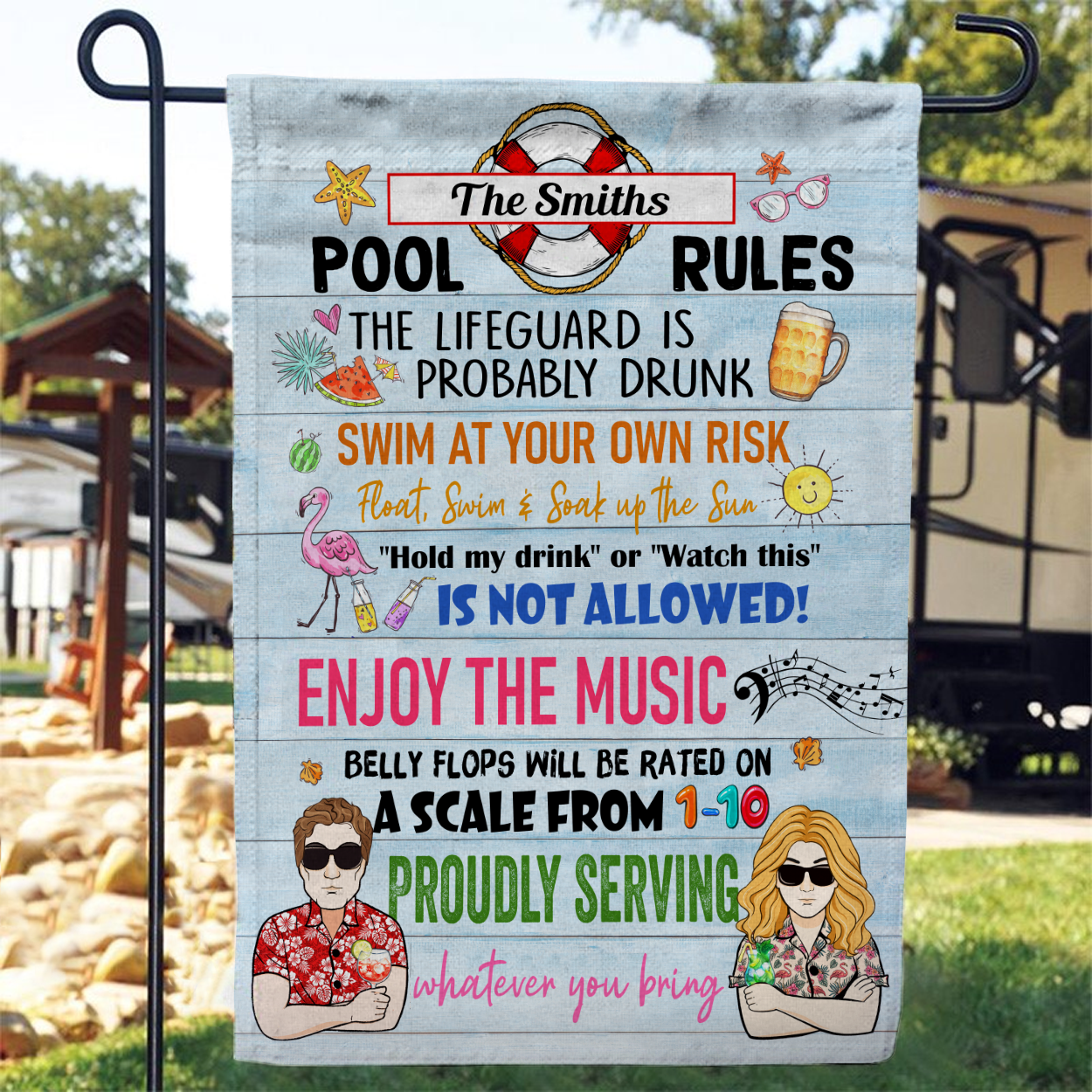 Pool Rules - Personalized Garden Flag