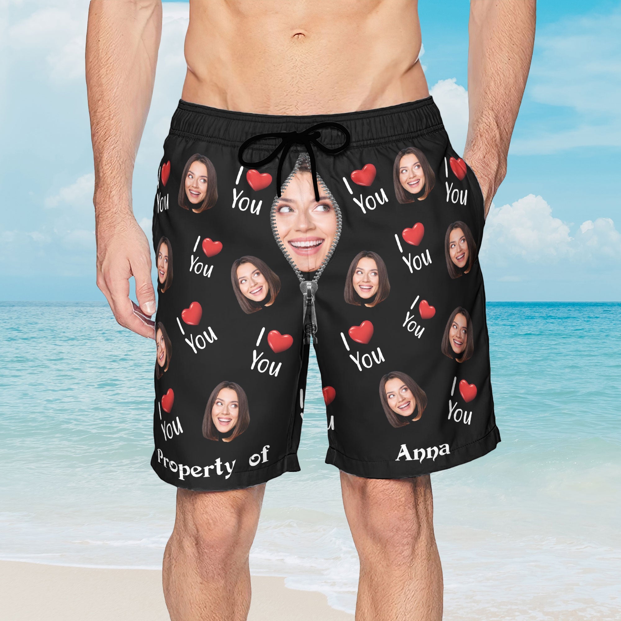 Property Of Wife - Personalized Photo Men's Beach Shorts