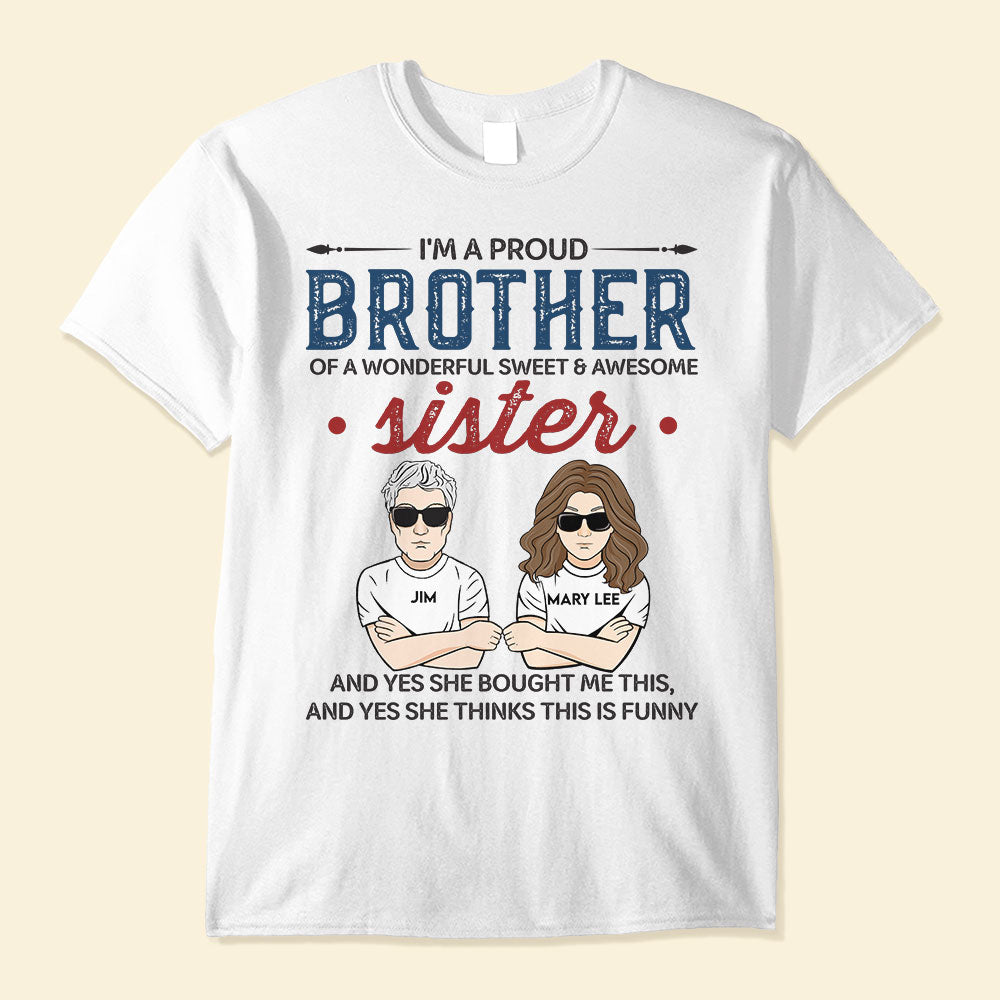 Proud Brother - Personalized Shirt - Man And Woman Illustration