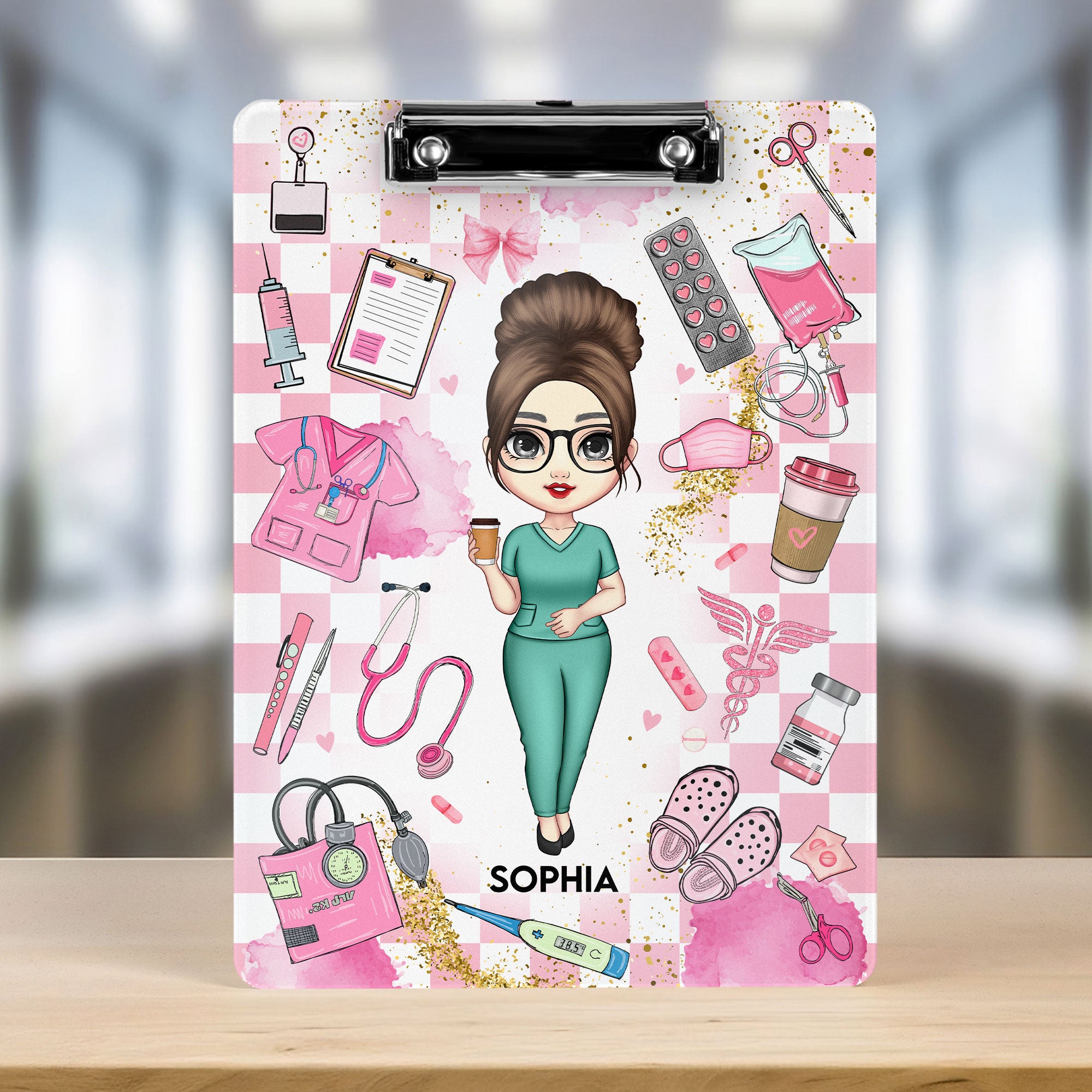Proud Nurse Gift Custom Scrub Color - Personalized Acrylic Clipboard