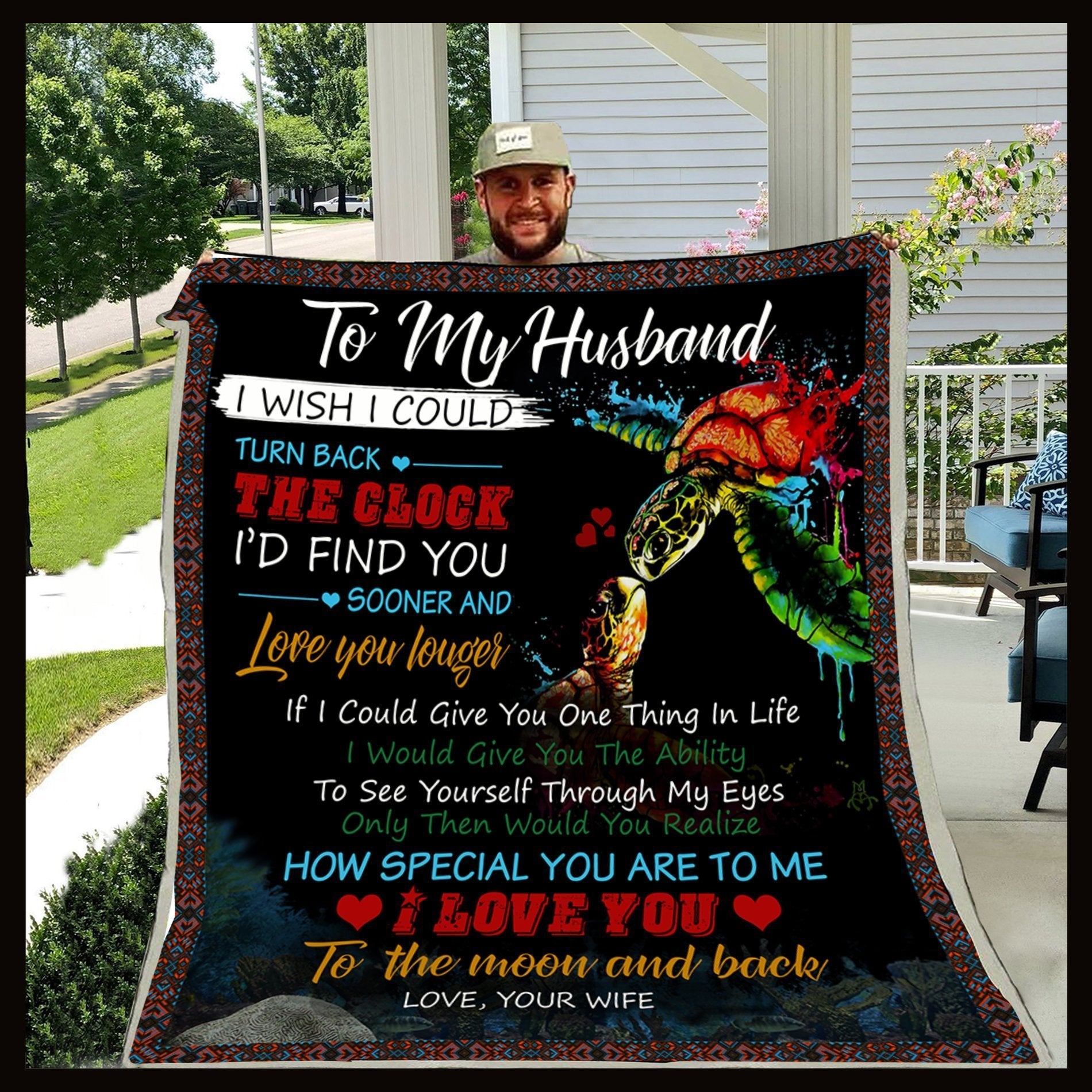 I Wish I Could Turn Back The Clock I'd Find You Sooner Turtle Blanket Gift For Husband-A Loves Gift
