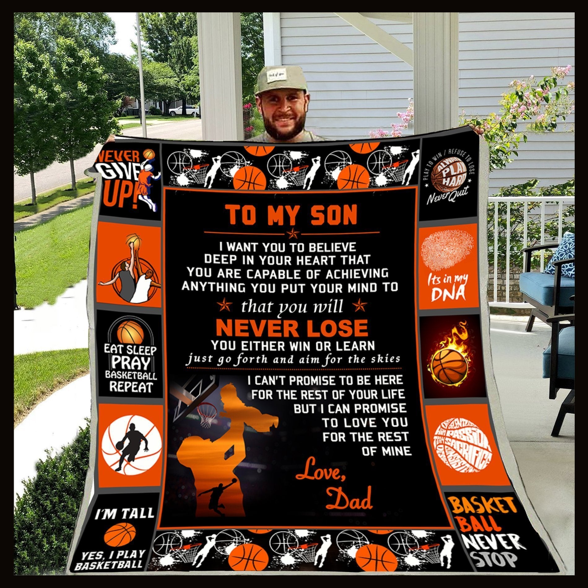 G-basketball blanket - To my son - never lose-A Loves Gift