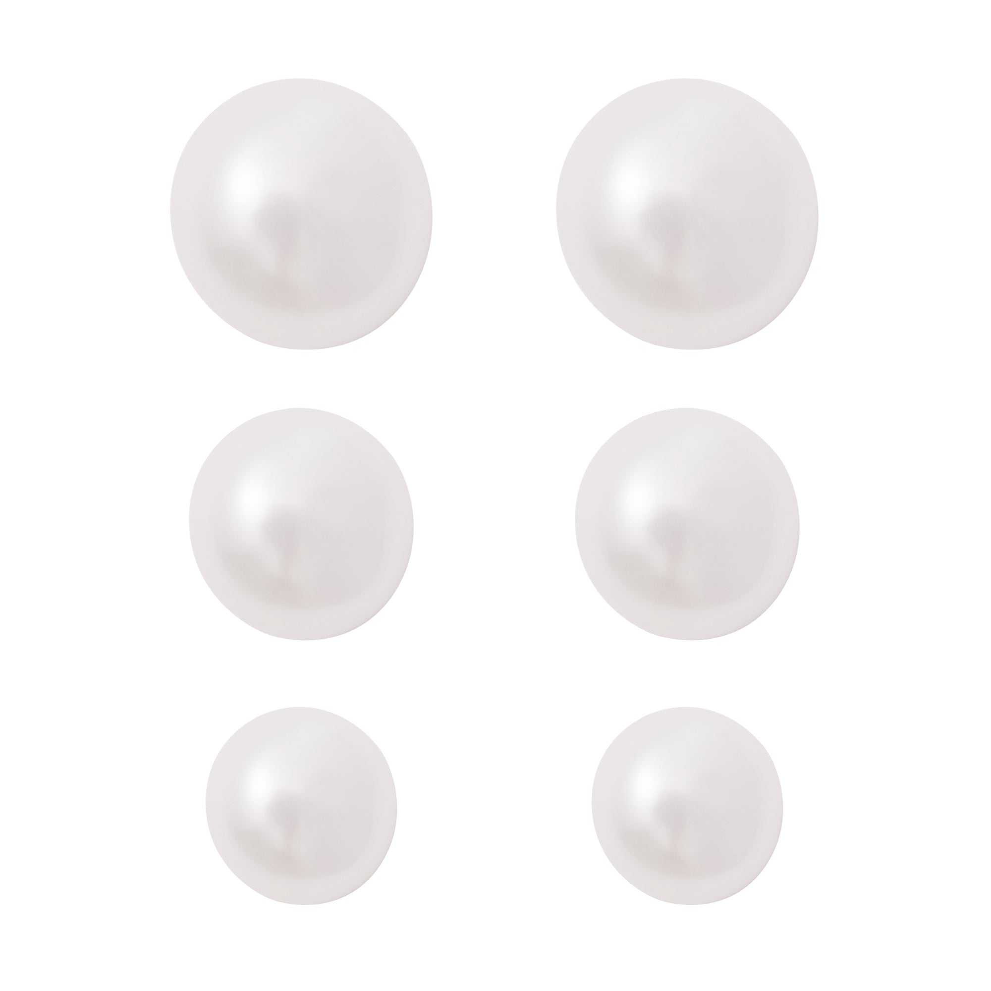   S925 Silver Post Stud Earrings, Round Ball Pearls Set for Women-A Loves Gift