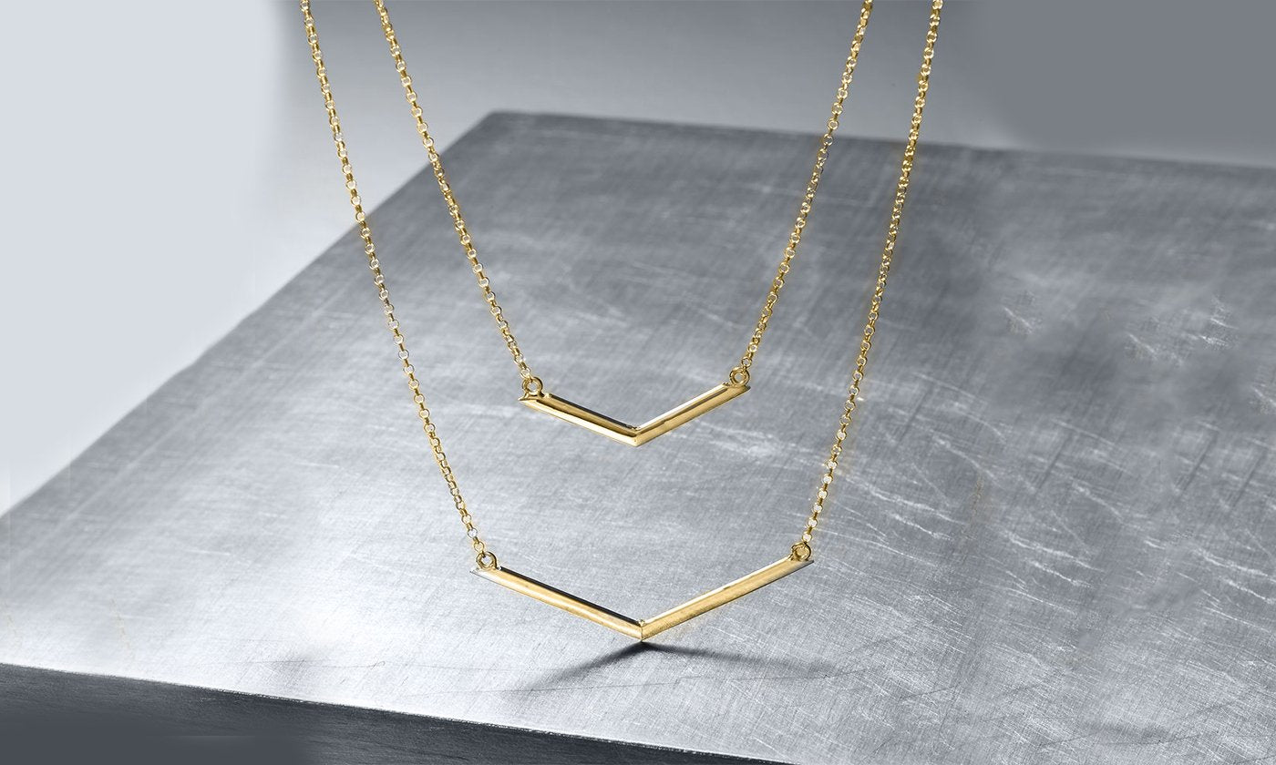 Duo Dangling Chevron Statement Necklace in Goldtone (Multiple Options), , Riakoob Jewelry, Riakoob Jewelry  jewelryjewelry deals, swarovski crystal jewelry, groupon jewelry,, jewelry for mom,