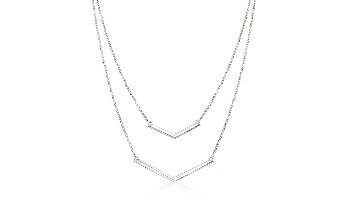 Duo Dangling Chevron Statement Necklace in Goldtone (Multiple Options), , Riakoob Jewelry, Riakoob Jewelry  jewelryjewelry deals, swarovski crystal jewelry, groupon jewelry,, jewelry for mom,