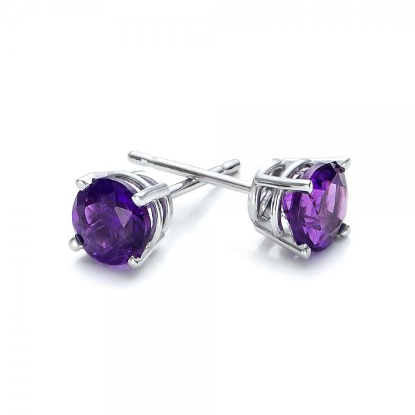 Amethyst Created Swarovski Crystal 6mm Stud Earring 14K White Gold Plated - 1.00 CT, Earring, Riakoob Jewelry, Riakoob Jewelry  jewelryjewelry deals, swarovski crystal jewelry, groupon jewelry,, jewelry for mom,