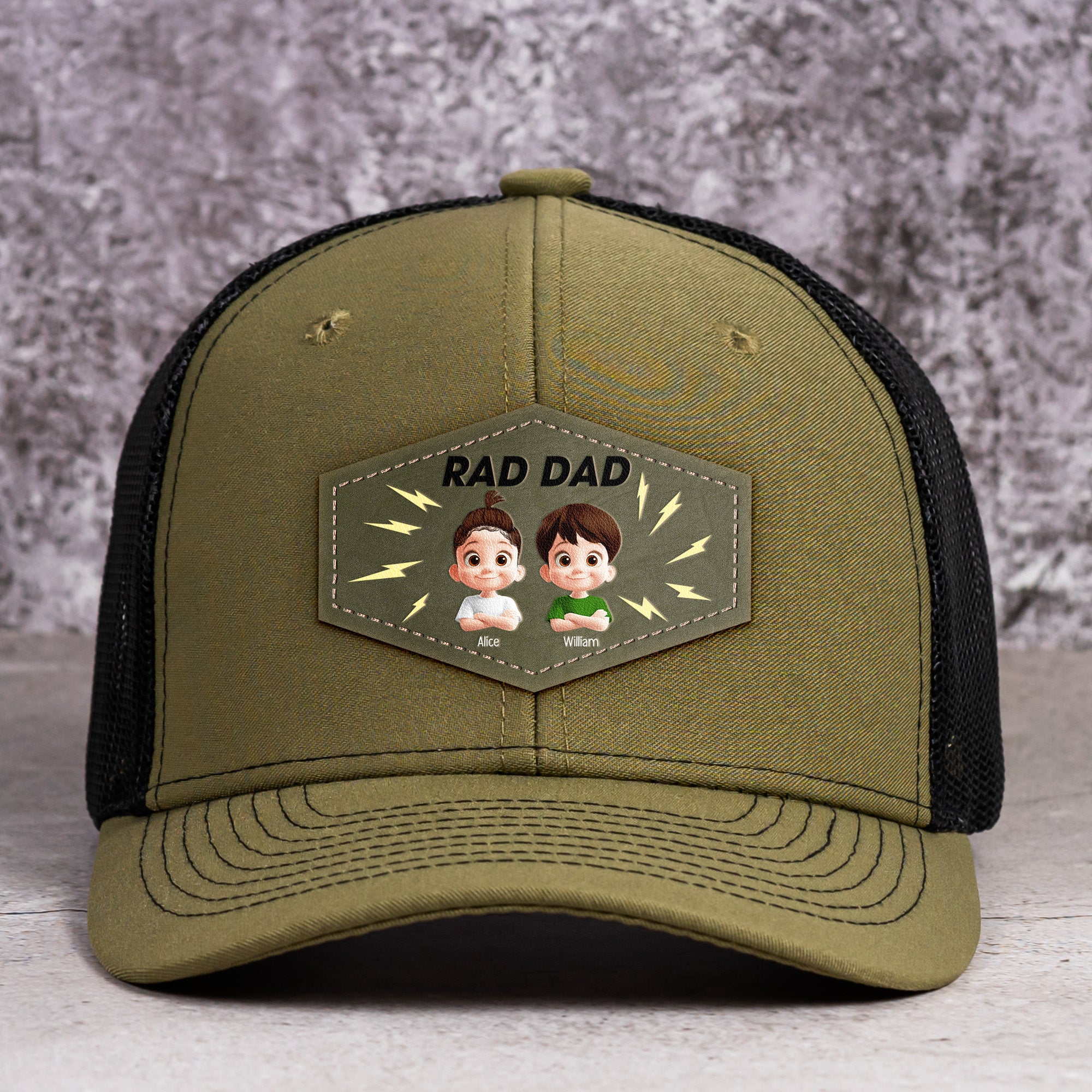 Rad Dad, Boy Dad, Girl Dad - Personalized Leather Patch Hat